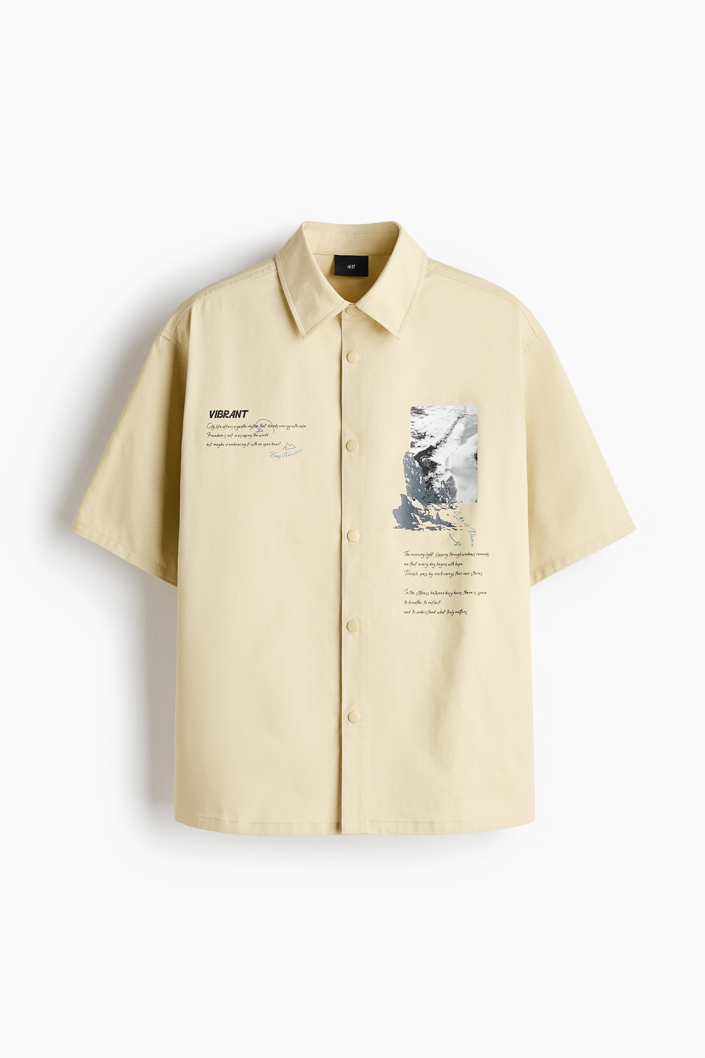 Loose Fit Printed short-sleeved shirt - Light yellow/Vibrant/Black/Vibrant/Light gray/patterned