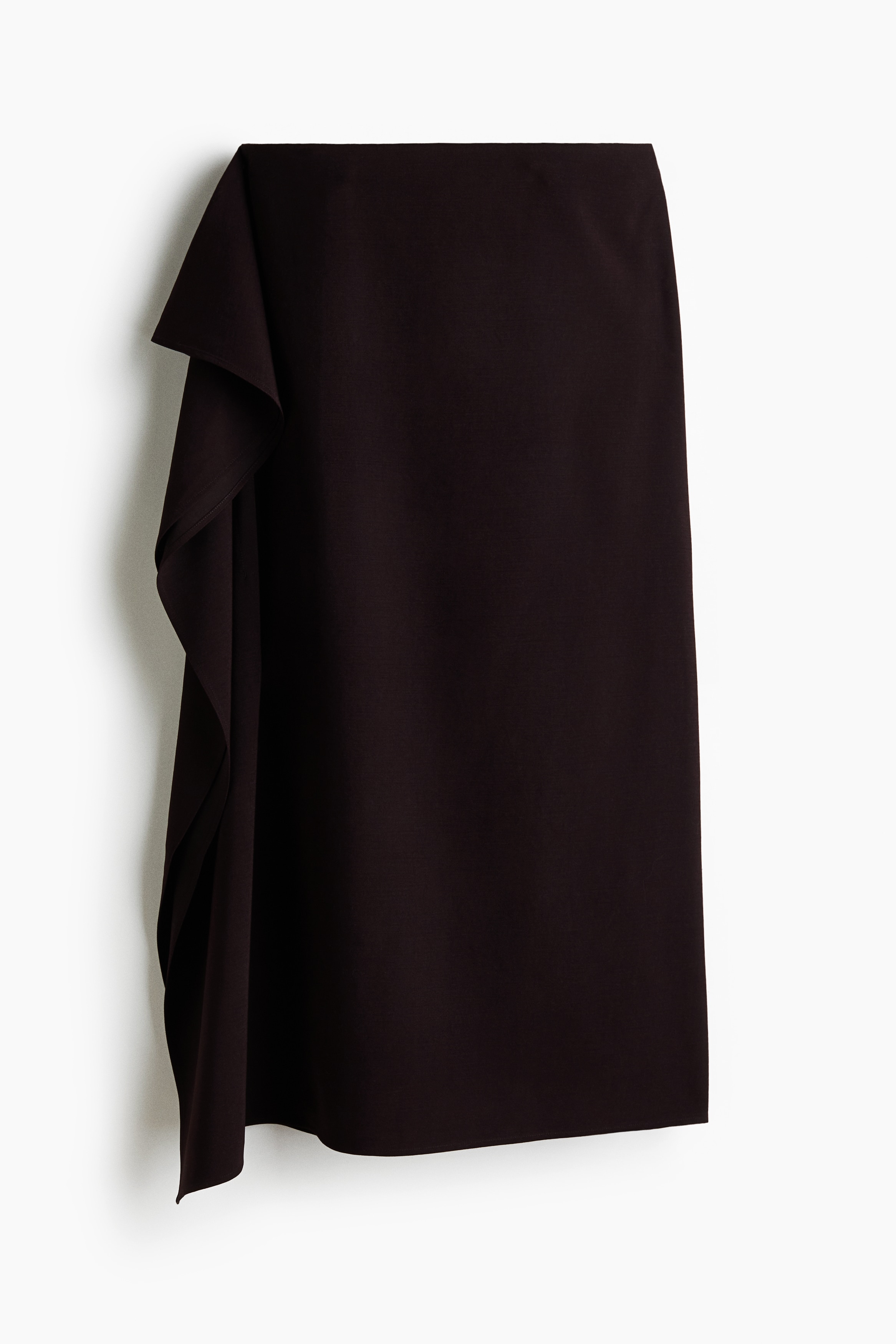 Farbalalı Midi Etek - Koyu kahverengi