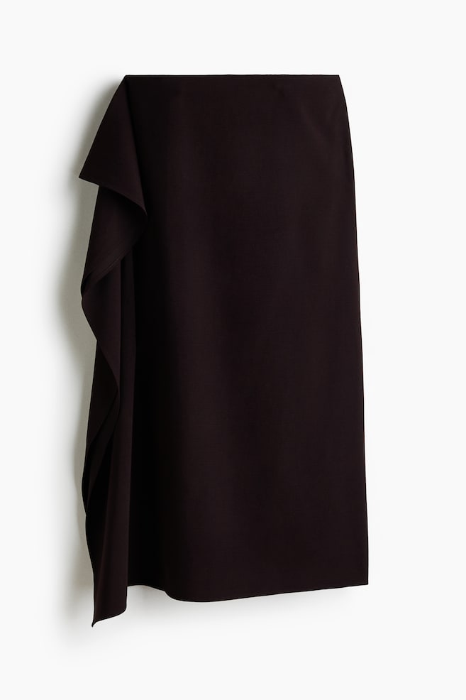 Flounced Midi Skirt - Dark brown - 1