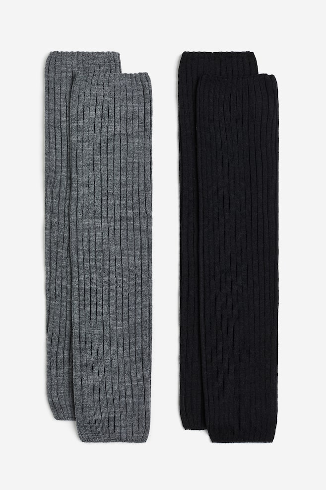 2-pack rib-knit leg warmers - Black/Dark grey marl - 1