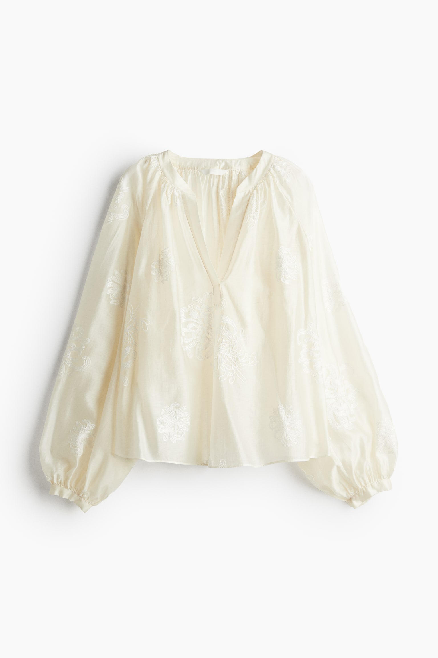 Embroidered blouse - Cream/Black - 2