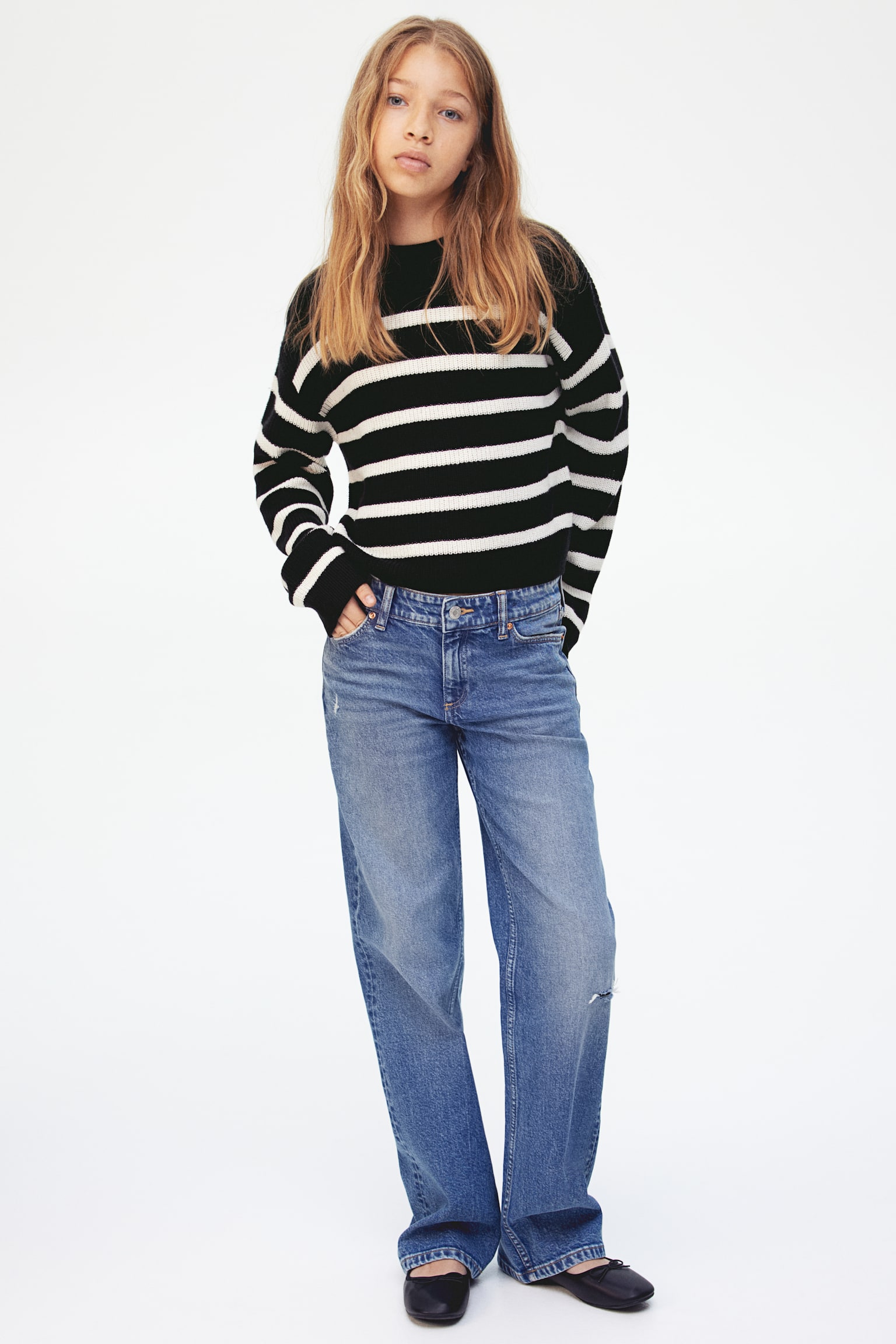 Rib-knit jumper - Black/Striped/Light beige/White/Black striped/Light blue - 4