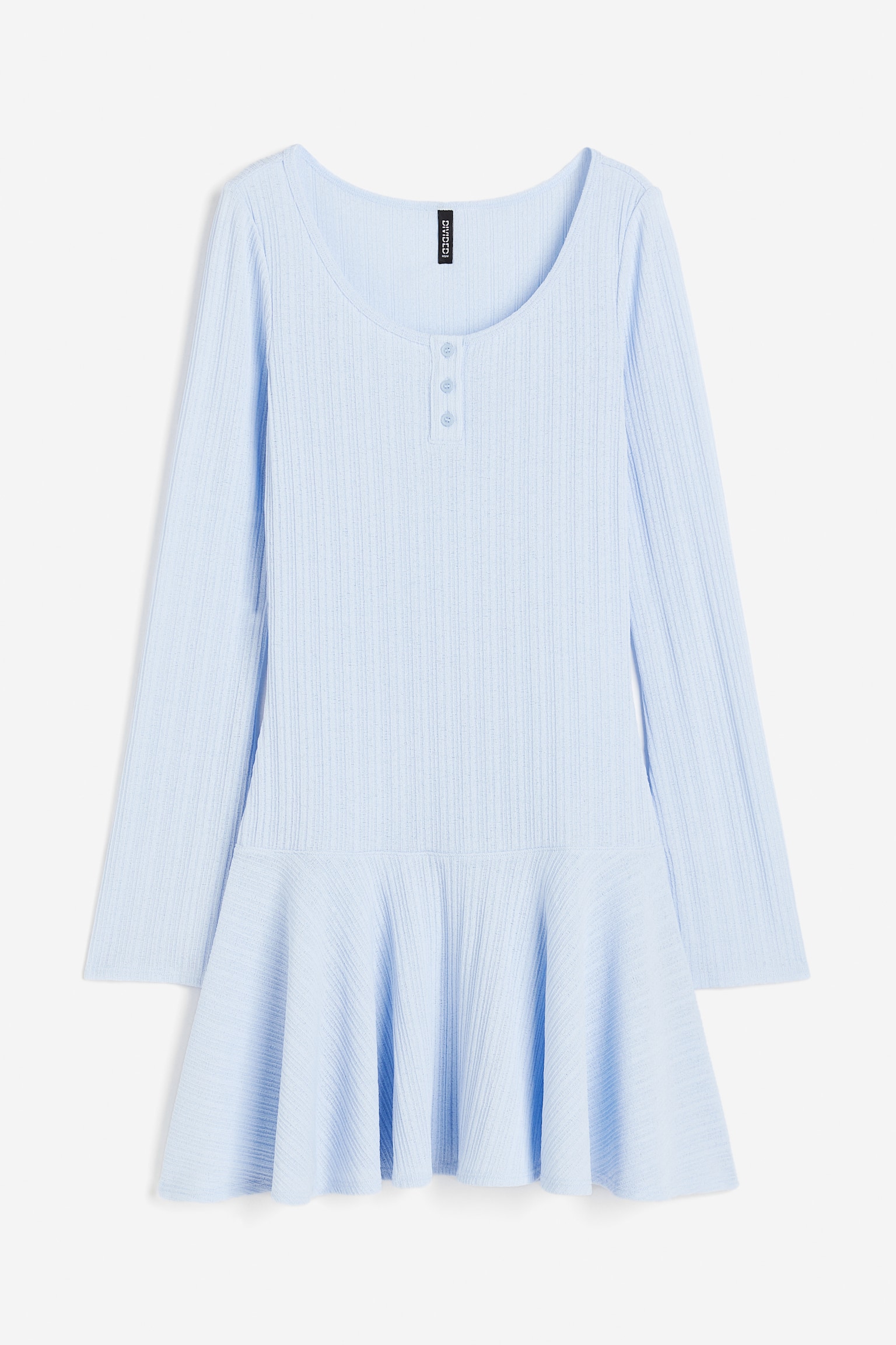 Rib Jersey Dress - Light blue/Dark grey - 1