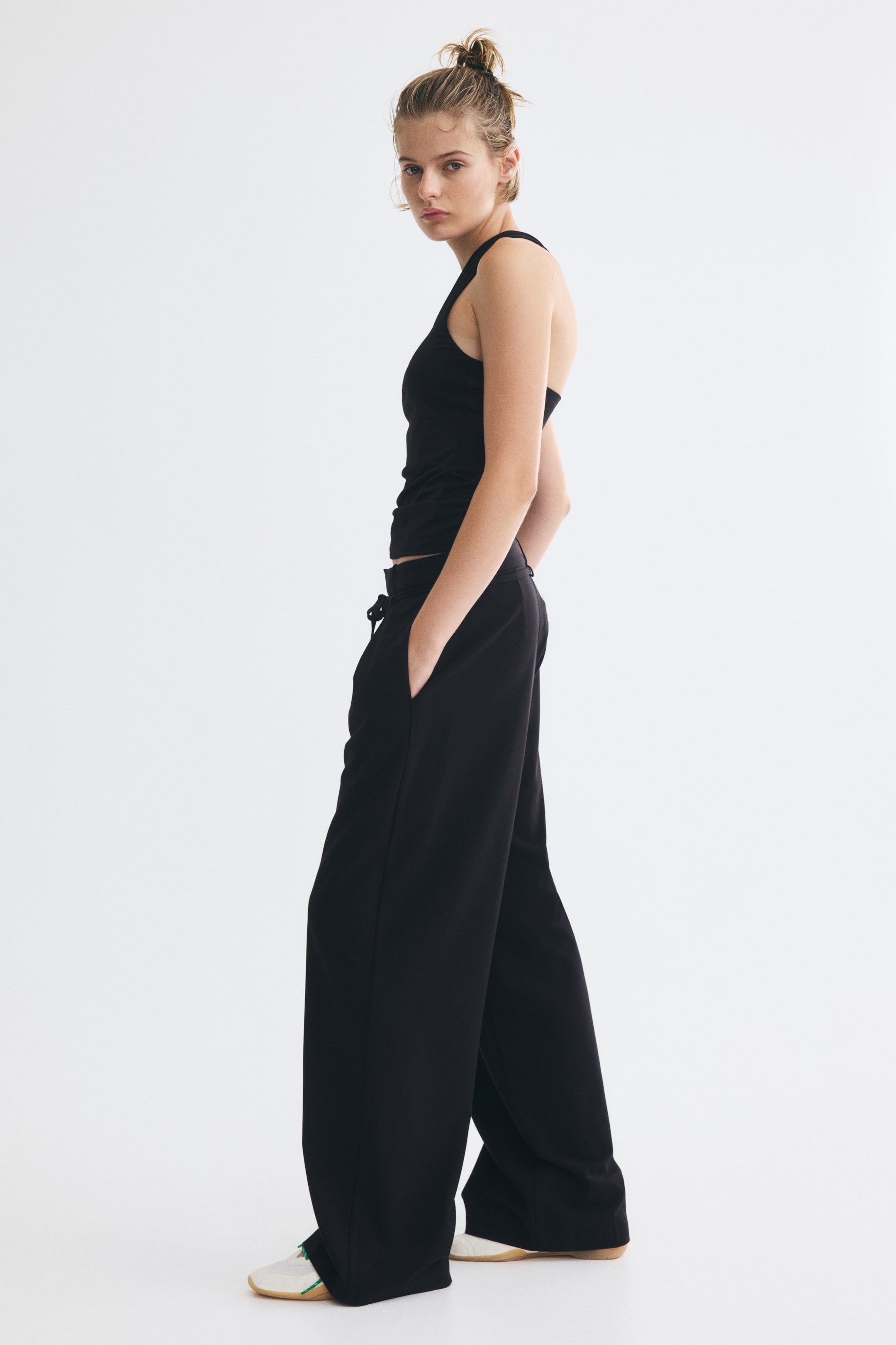 Pleated Tie-Belt Pants