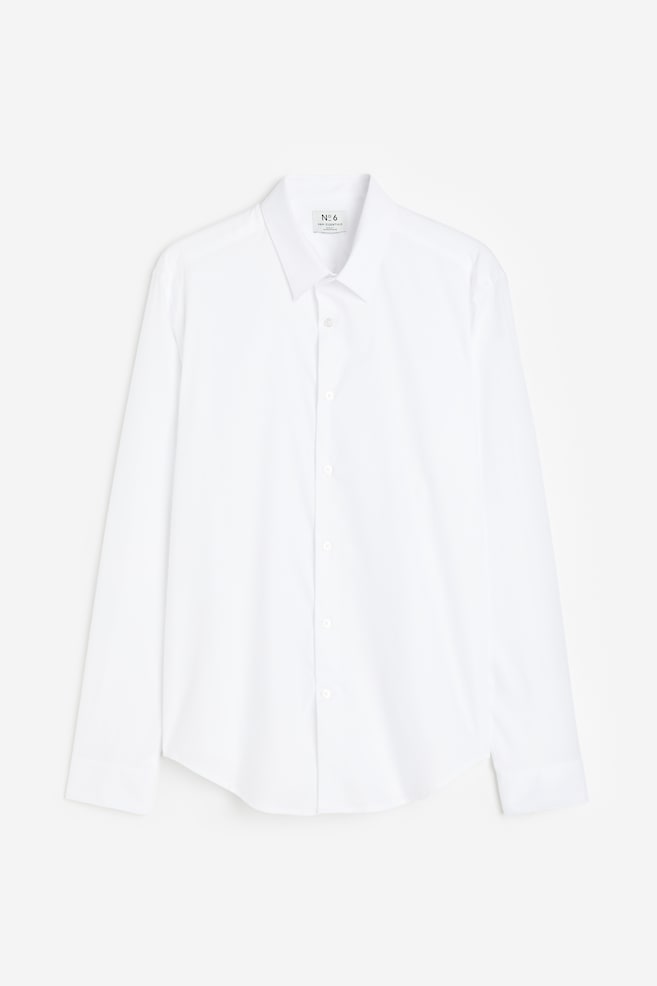 Skjorte bomuld Slim Fit - Hvid/Sort/Lyseblå - 2
