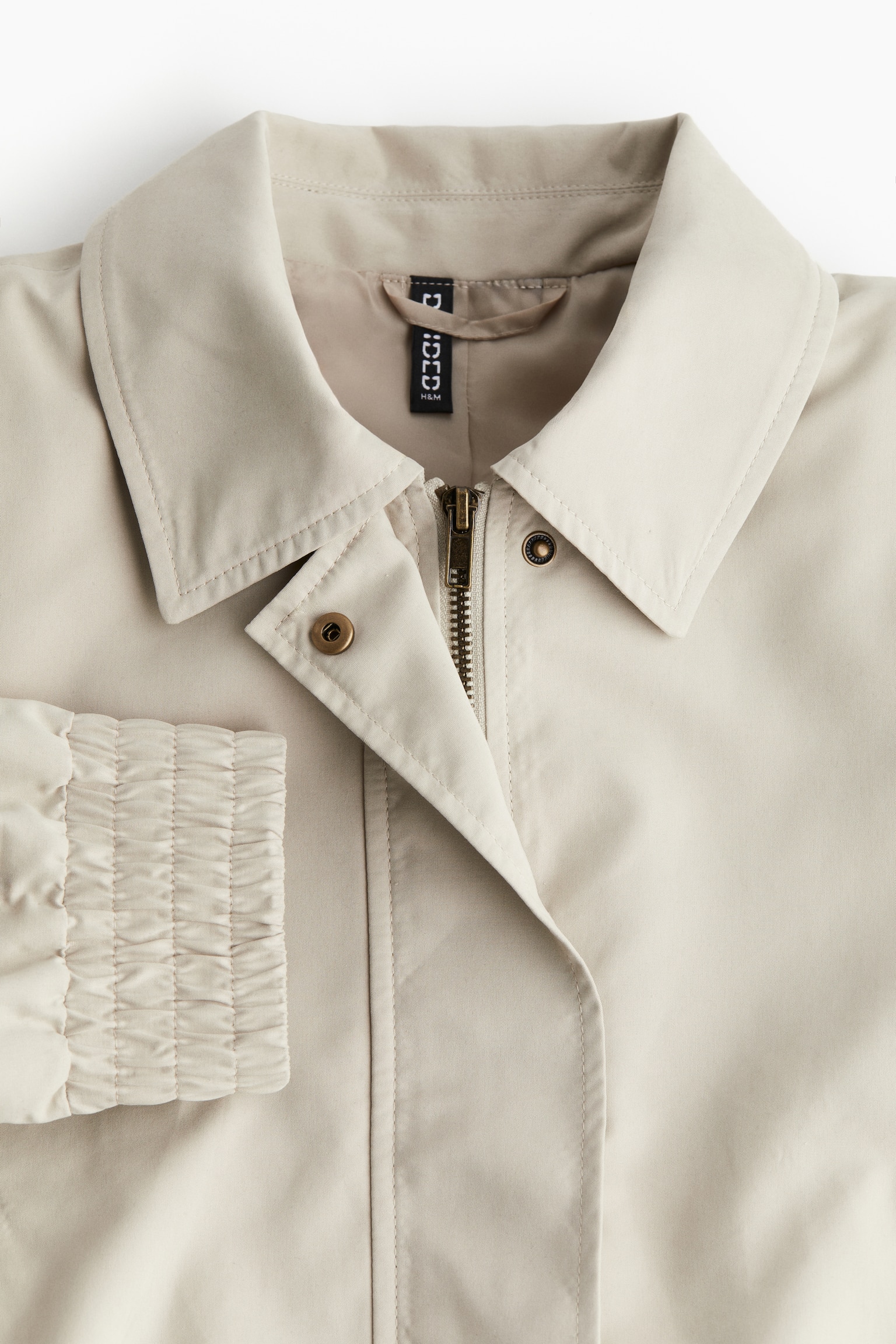 Shoulder Pad Bomber Jacket - Beige/Black - 7