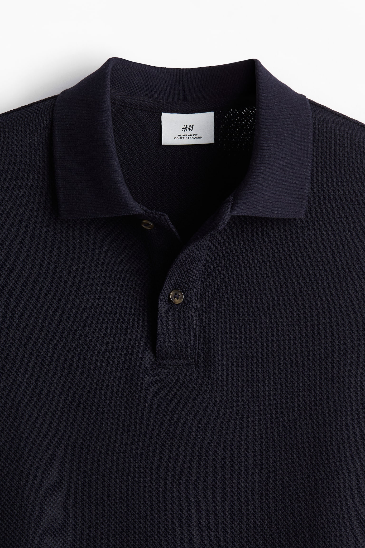 Regular Fit Textured-knit polo shirt - Navy blue/Dark green/Cream/Dark brown - 3