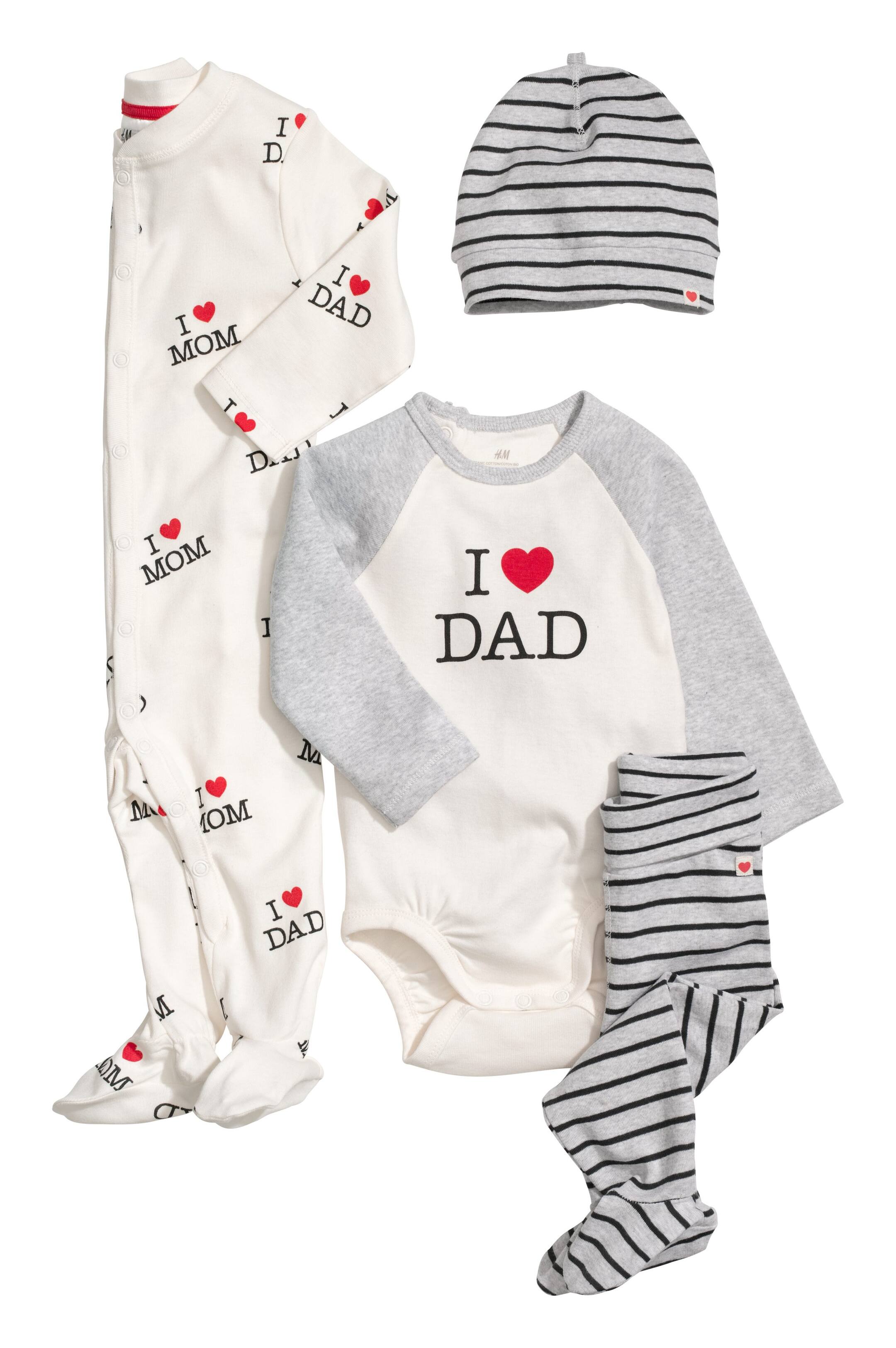 View larger image: 4-piece Jersey Set - White/light gray - Kids | H&M US 1