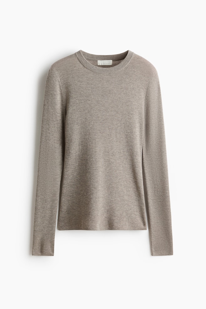 Top en maille fine de cachemire mélangé - Taupe clair/Crème/Beige clair/Noir - 1