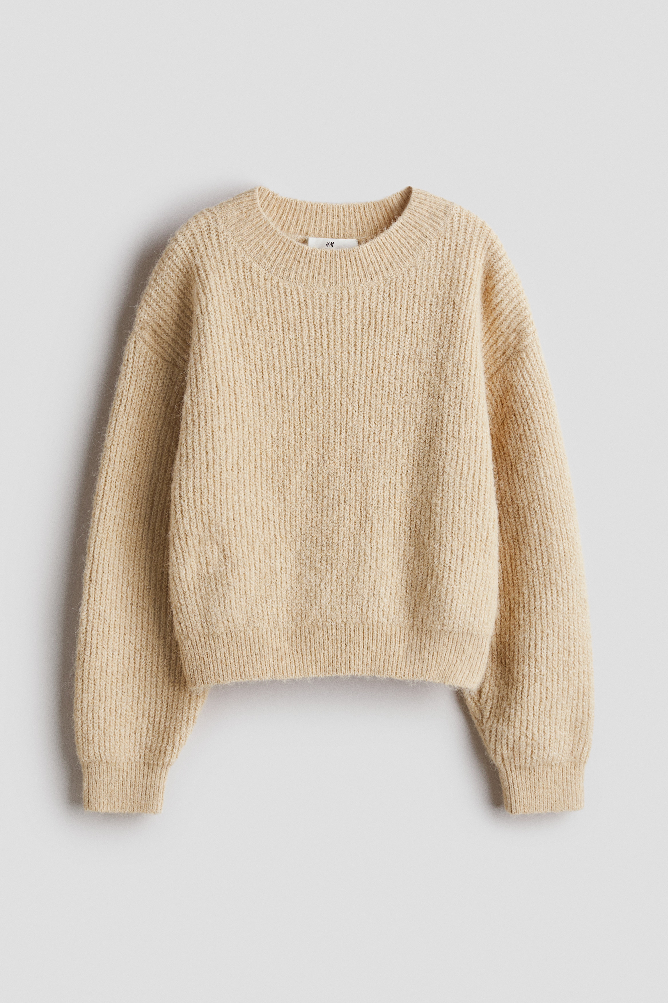 Rib-knit jumper - Beige/Light blue
