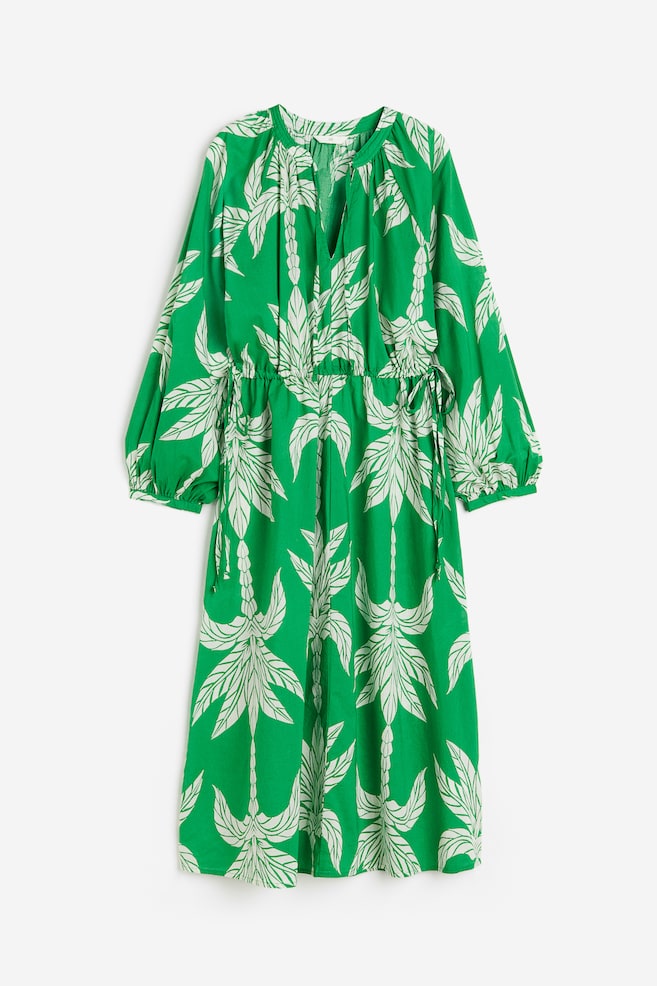Tie-detail cotton dress - Green/Palm trees/Black/Patterned/Navy blue/Patterned - 2