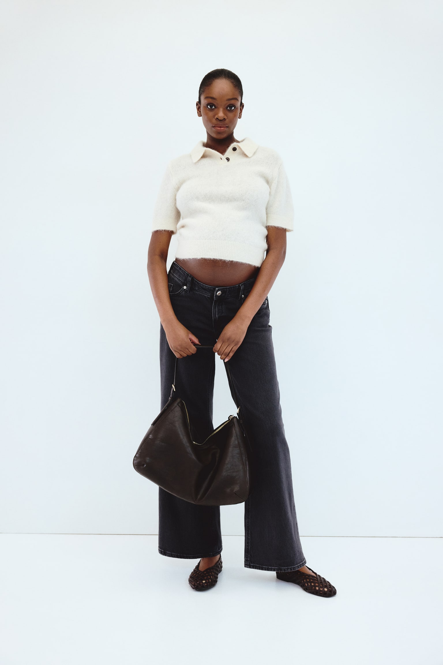 MAMA Before & After Široke farmerke - Tamnosiva - 4