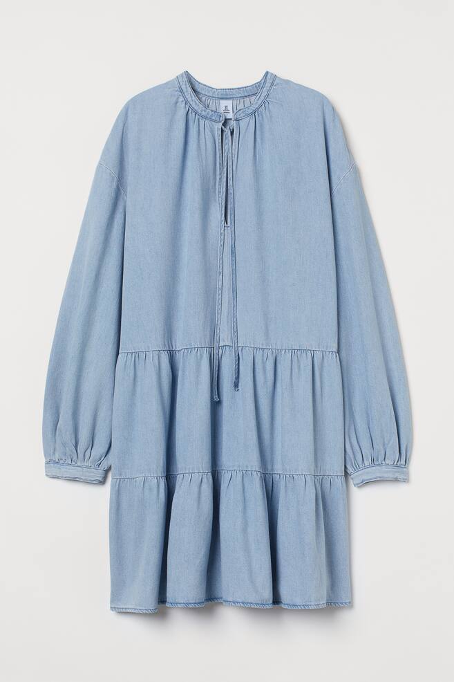 Kleid aus Baumwolltwill - Hellblau - 1
