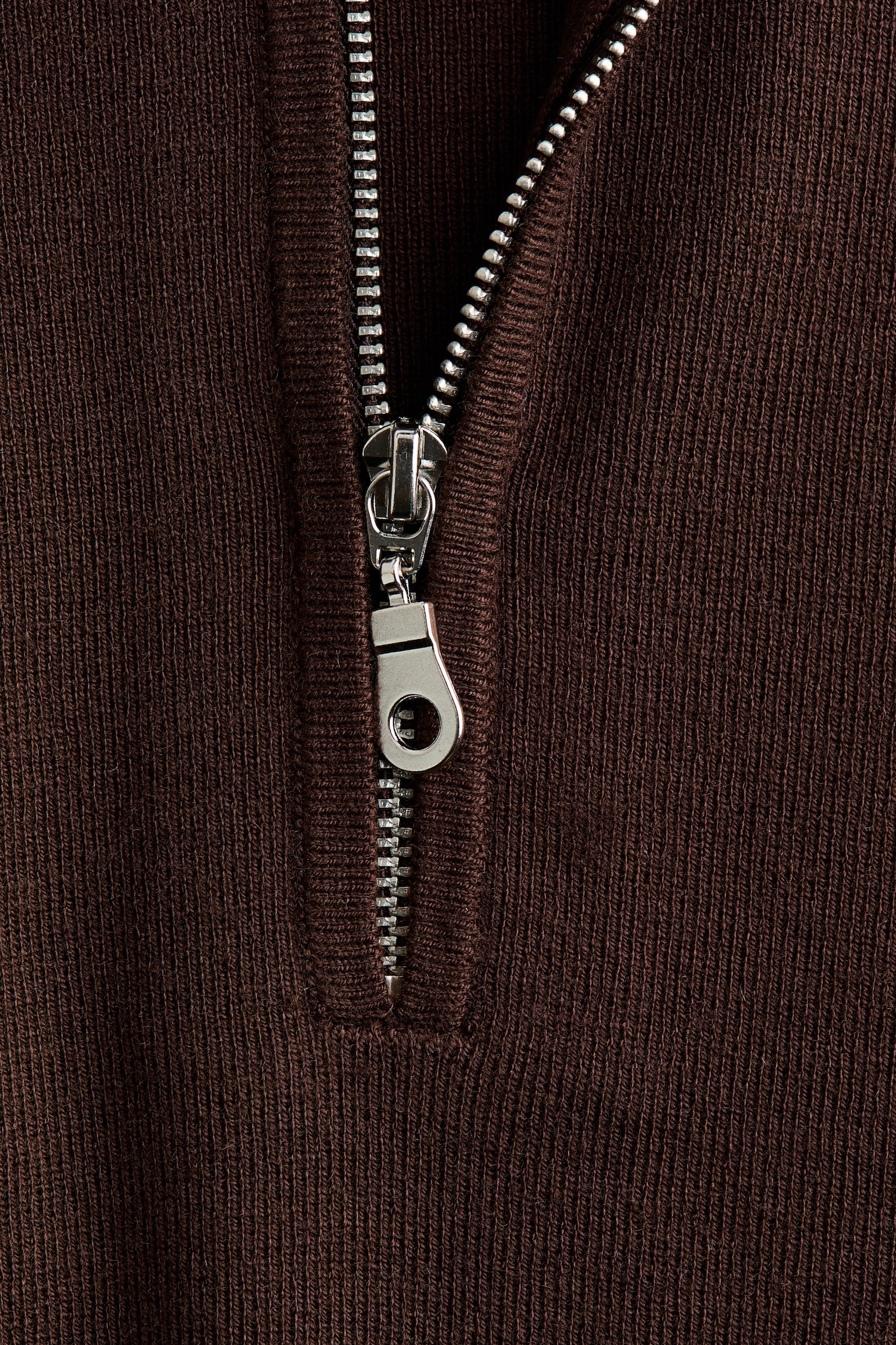 Женский свитер H&M Fine-Knit Half-Zip, цвет: Тёмный коричневый — фото 7