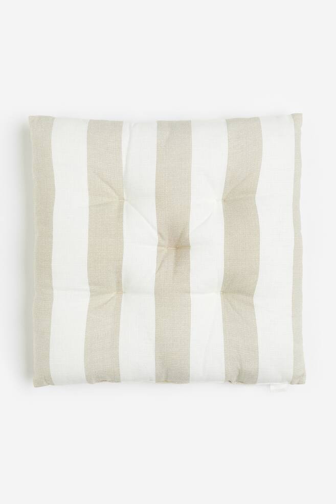 Striped cotton seat cushion - Beige/Natural white/Dark beige/Black/Yellow/White - 1