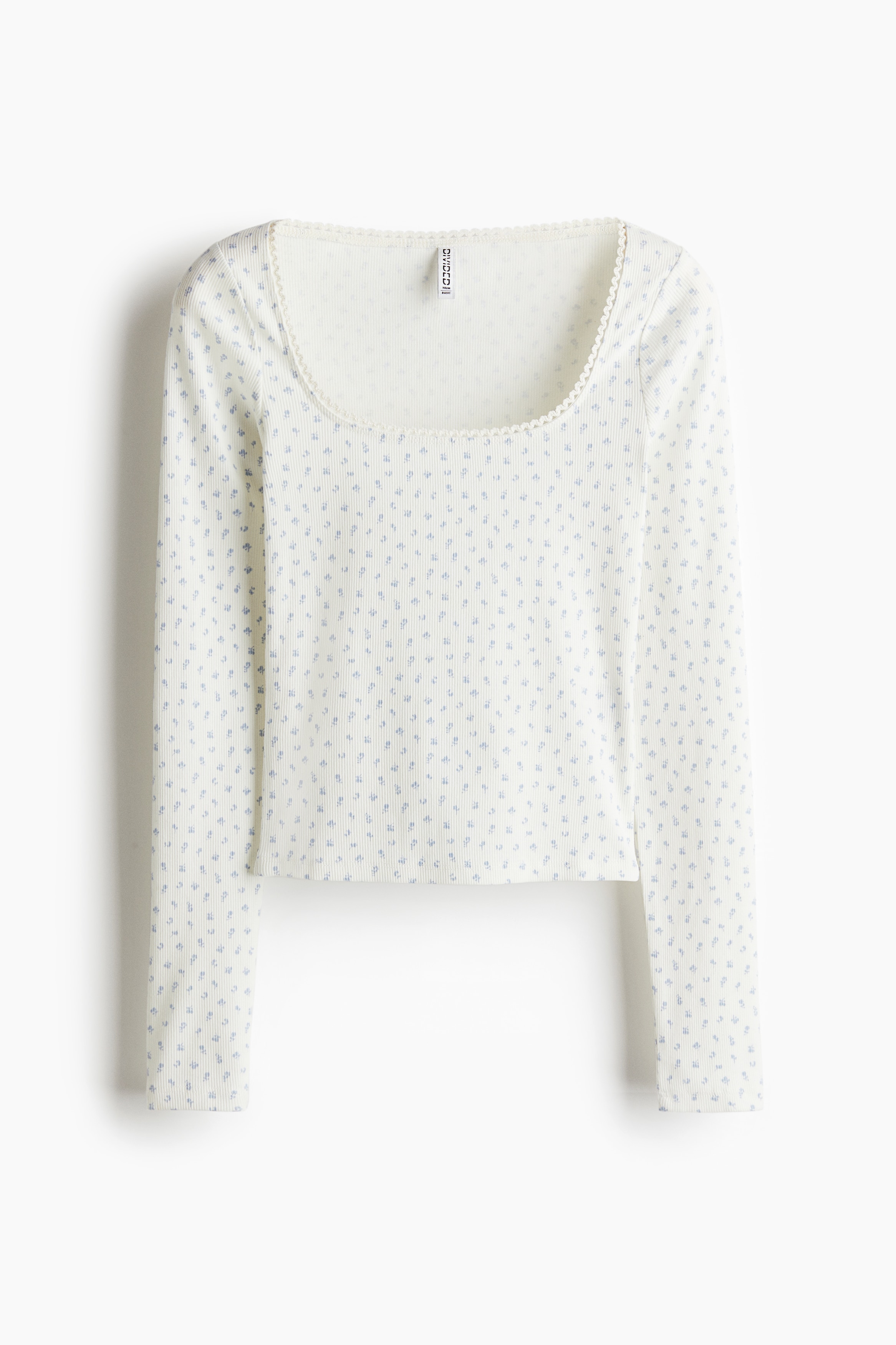 Katoenen top met picotrandjes - Roomwit/bloemen/Dusty lichtgroen/bloemen