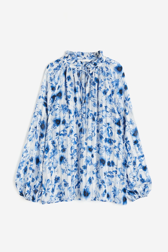Frill-trimmed crêpe blouse - White/Blue floral/Cream/Striped/Light beige/Leopard print/Cream/Paisley-patterned/dc - 2