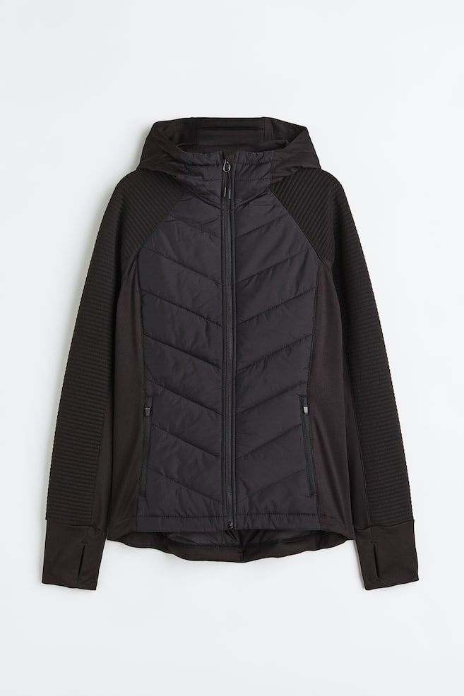 Padded hooded outdoor jacket - Black/Beige - 2