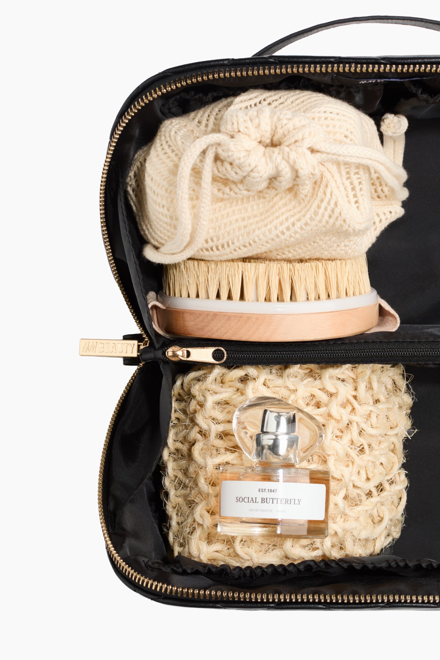 Boxy wash bag - Black/Black/Beige - 5