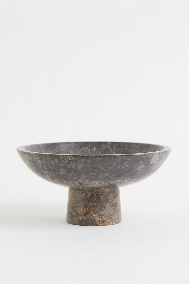 Large marble pedestal bowl - Grey/Marble-patterned - 1