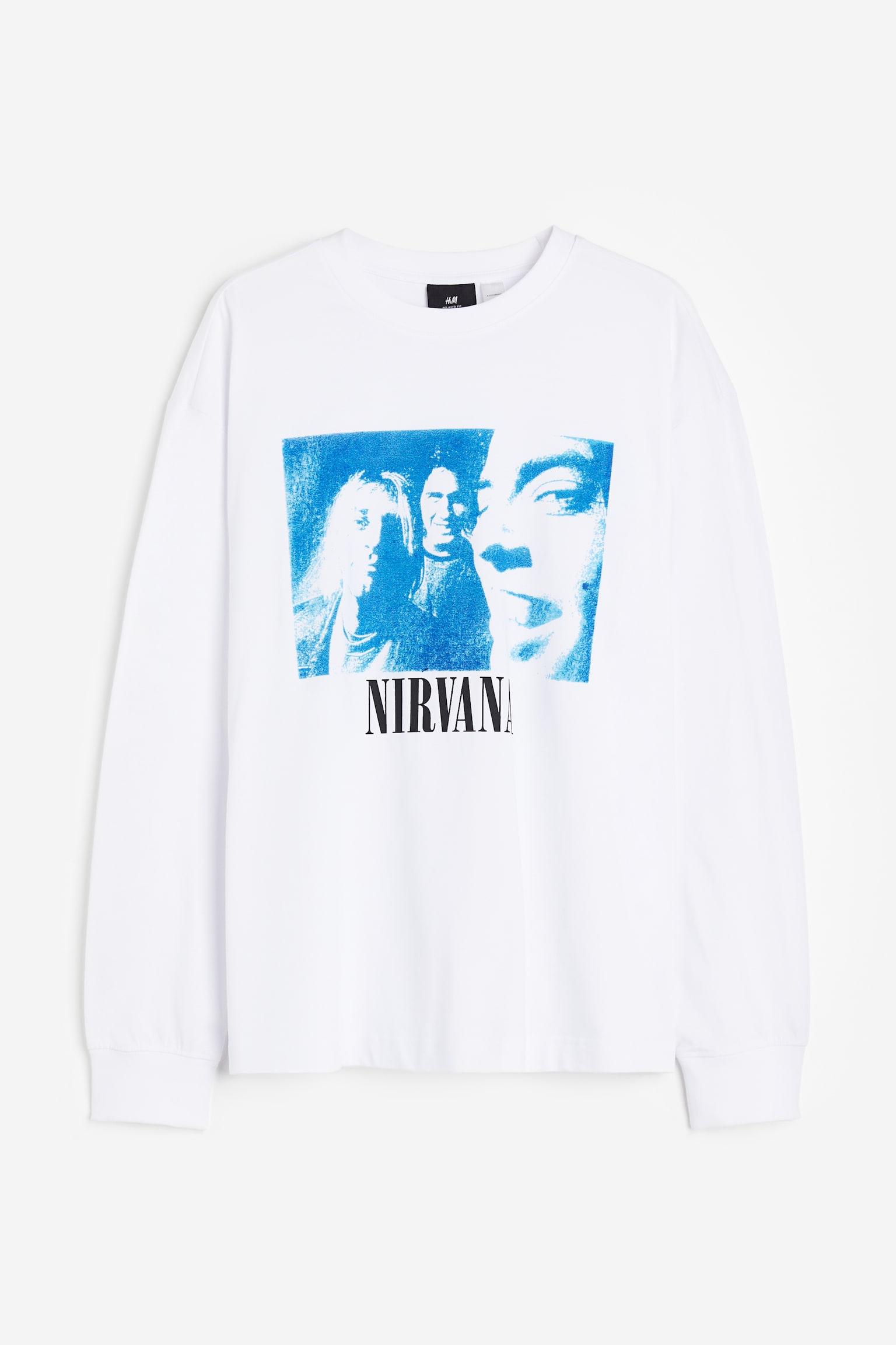 Relaxed Fit Print Jersey Top - White/Nirvana - 1