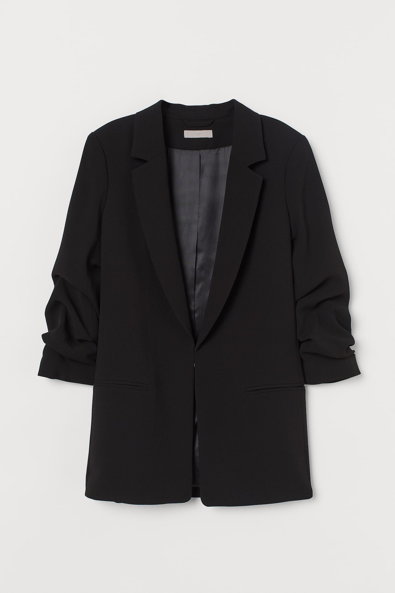 Jacket with Gathered Sleeves - 3/4 sleeve - Long - Black - Ladies | H&M US