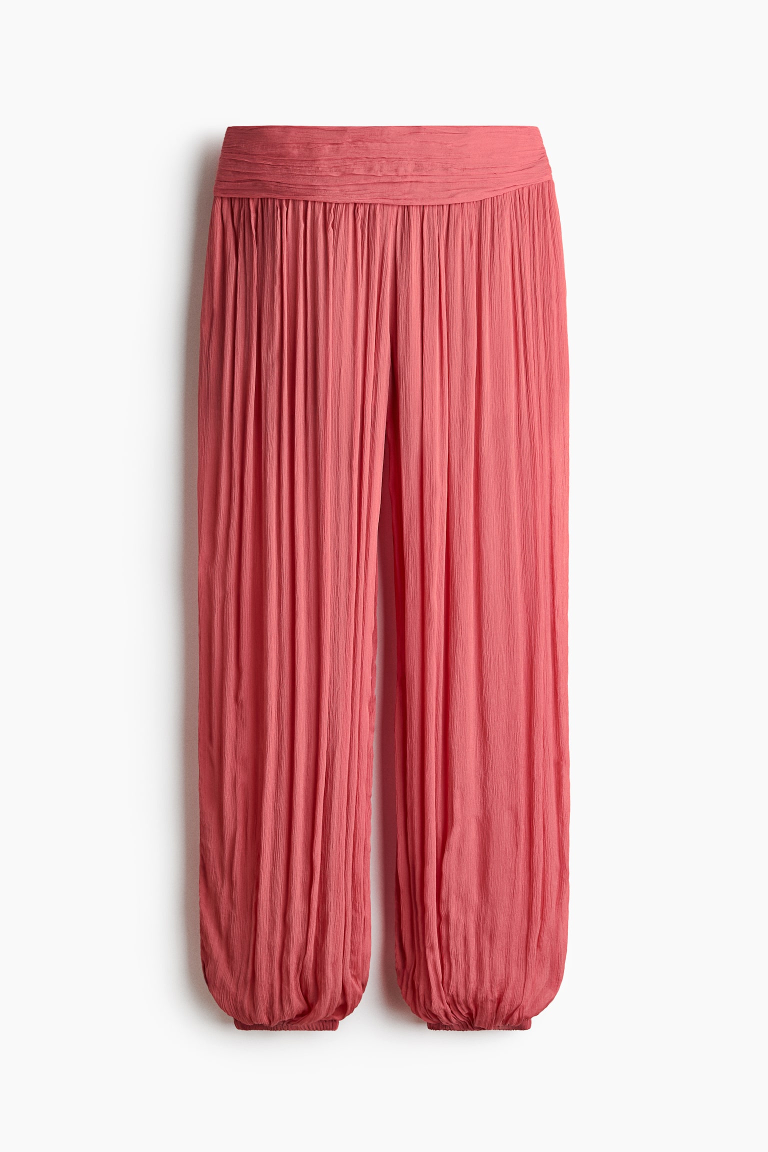 Crinkled Viscose Pants - Light dusty red - 1