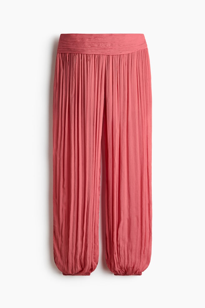 Crinkled Viscose Pants - Light dusty red - 1