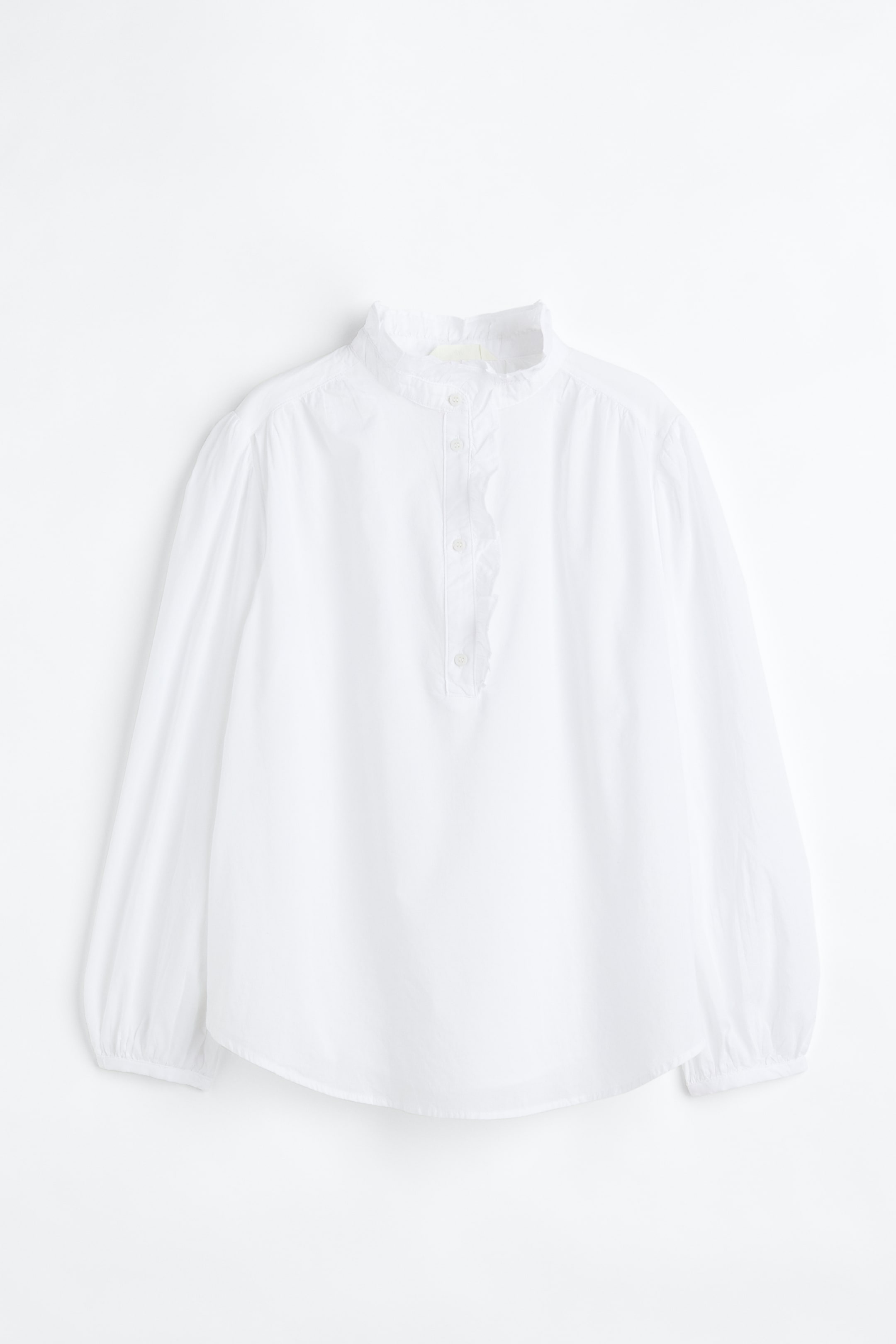 Frill-trimmed Blouse - White - Ladies 