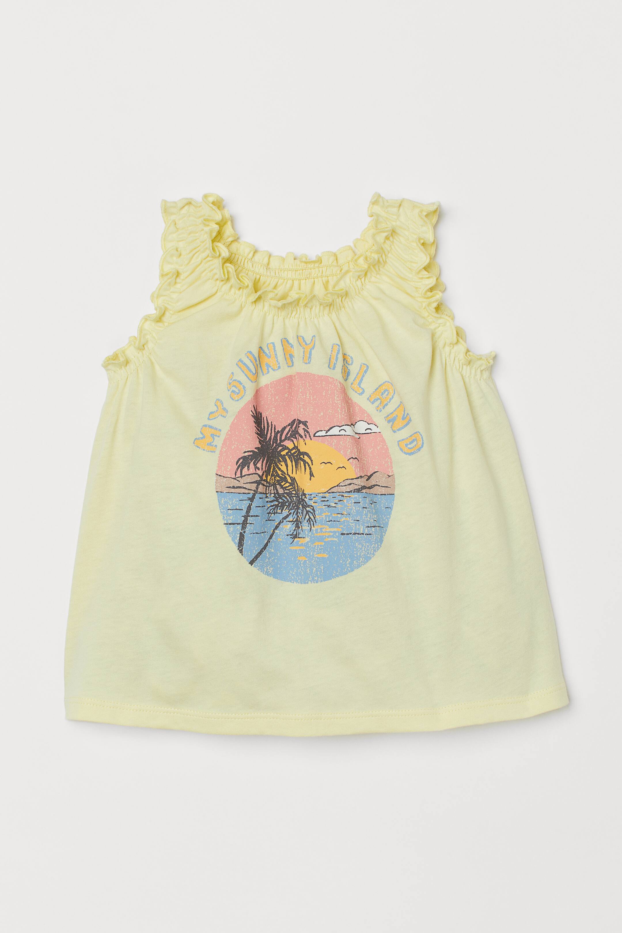 Grösseres Bild ansehen: Tanktop mit Druck - Hellgelb/My Sunny Island - KINDER | H&M CH 1