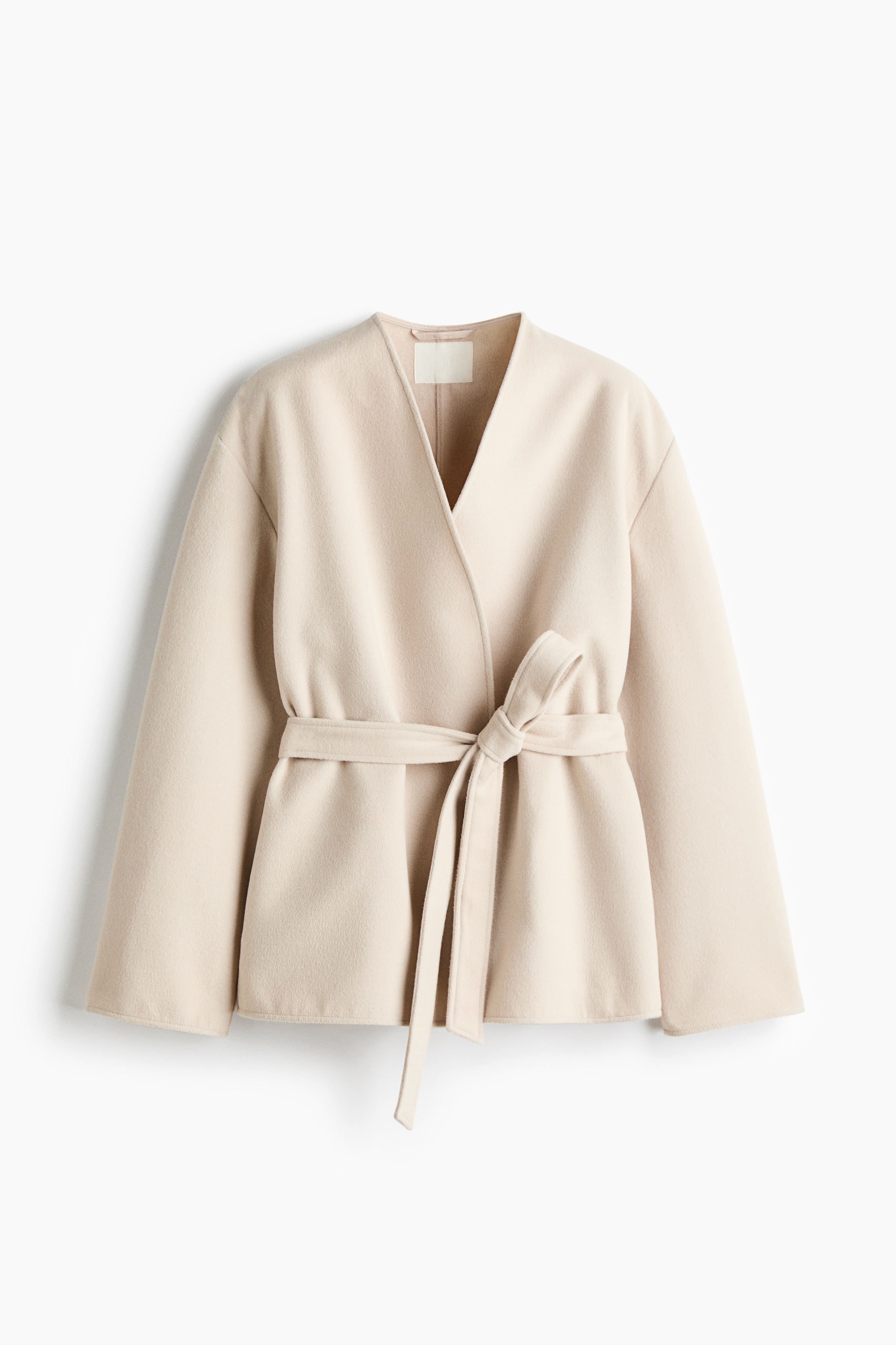 Manteau avec ceinture à nouer - Beige clair/Taupe