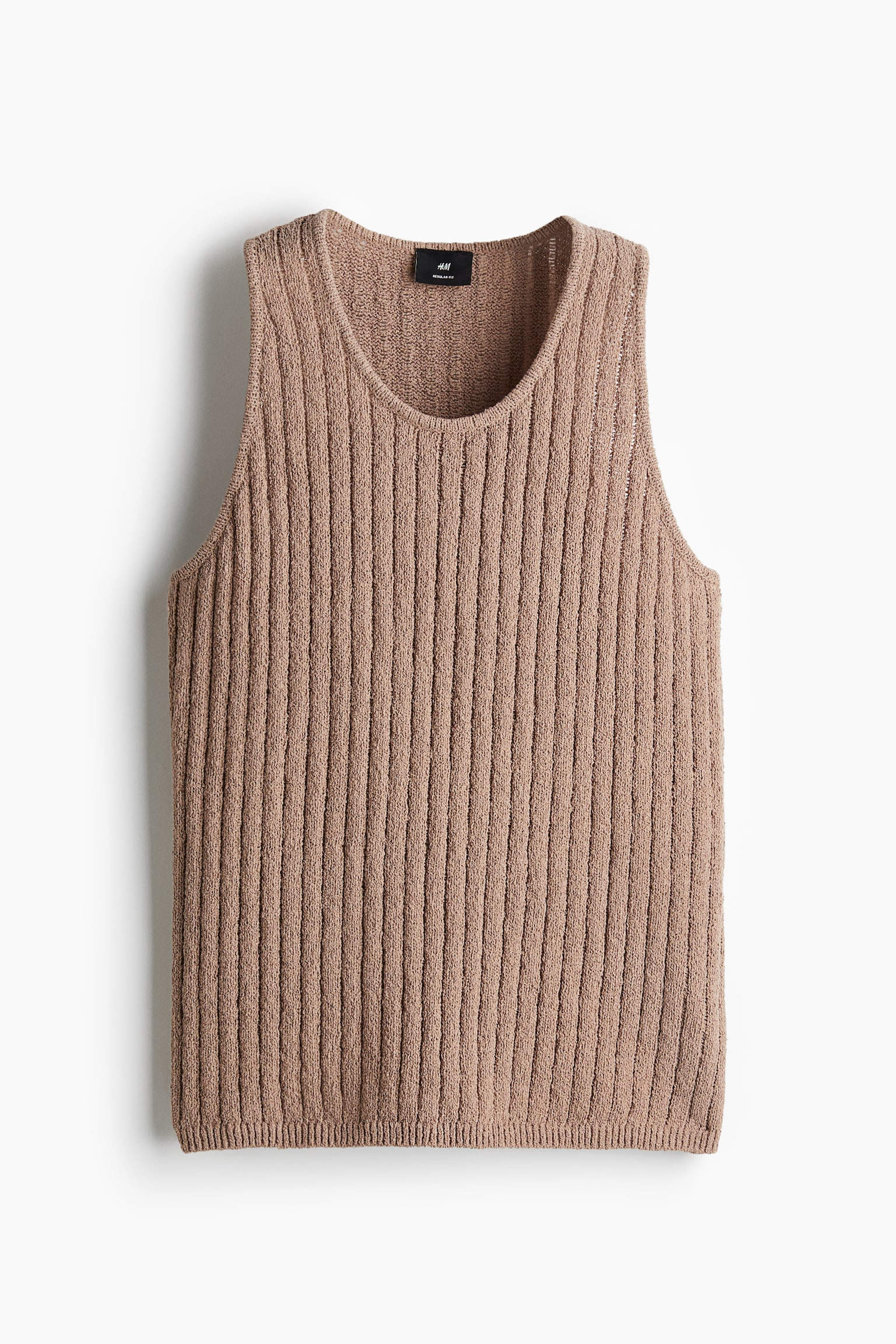 Regular Fit Rib-knit vest top - Dark beige/Cream