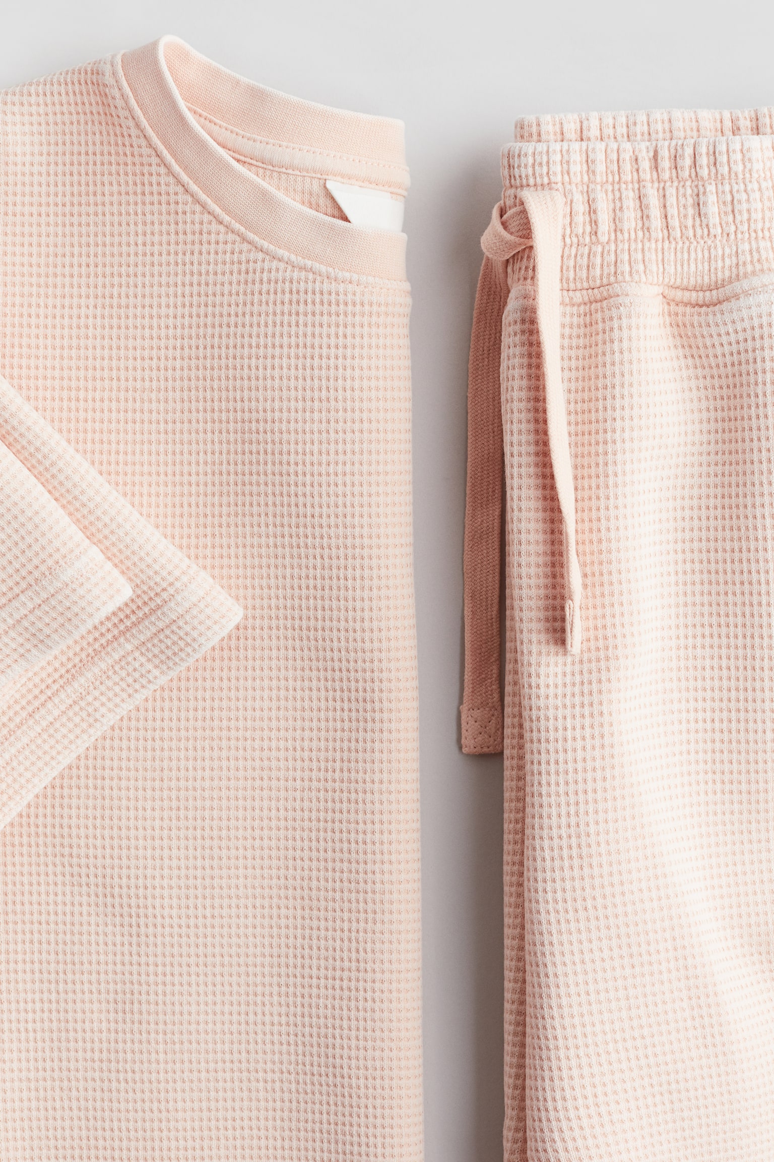 2-piece Waffled Cotton Set - Light peach/Light grey/Yellow - 2