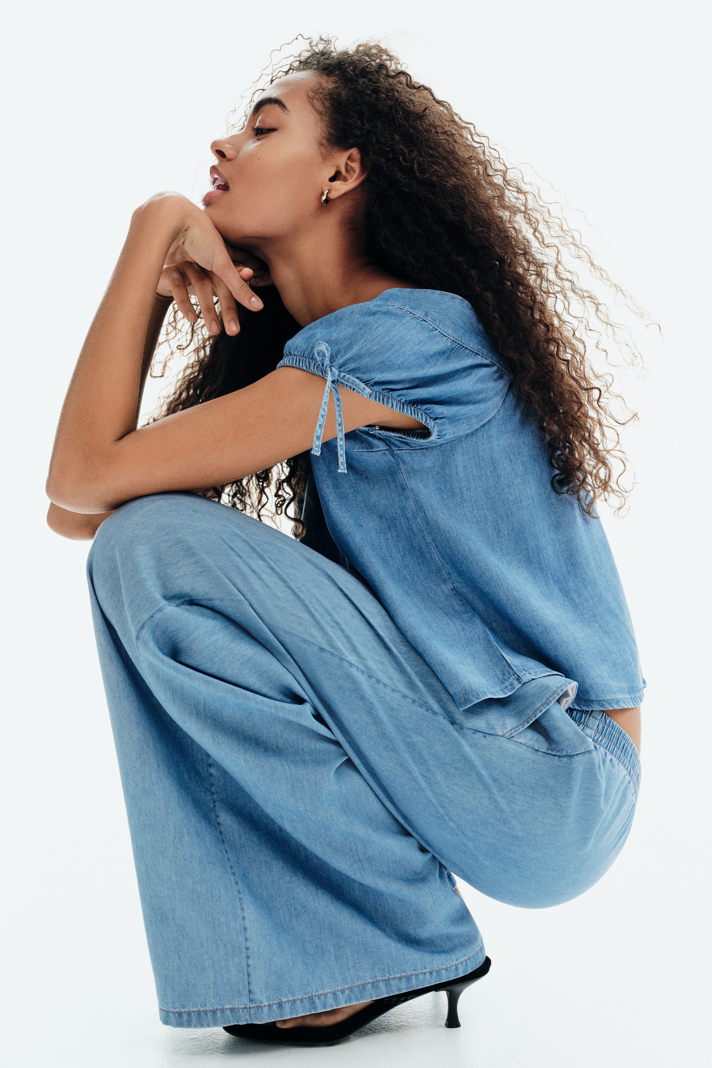 Puff-Sleeved Denim Blouse from H&M - $29.99