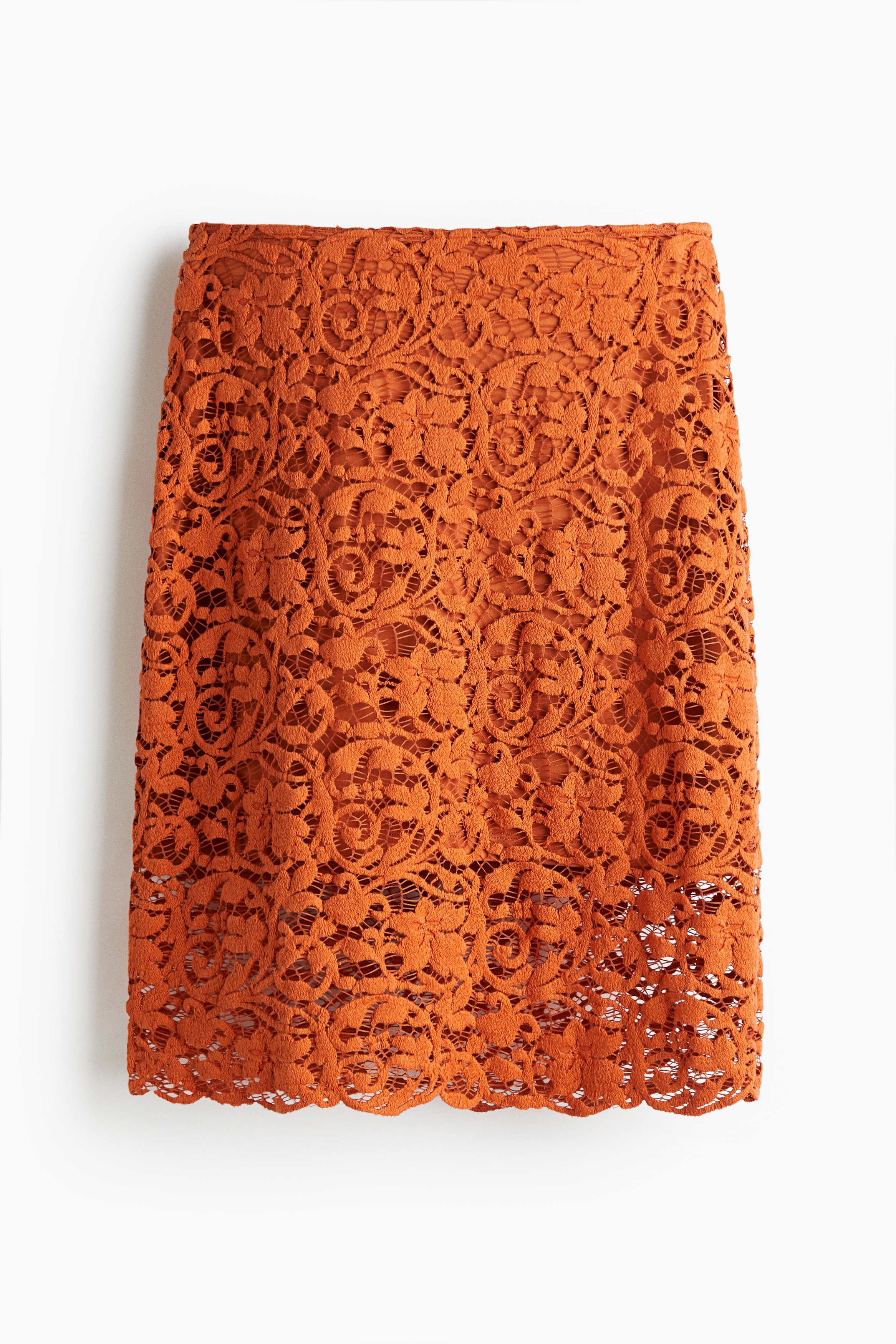 Fustă din dantelă - Portocaliu/Maro-închis