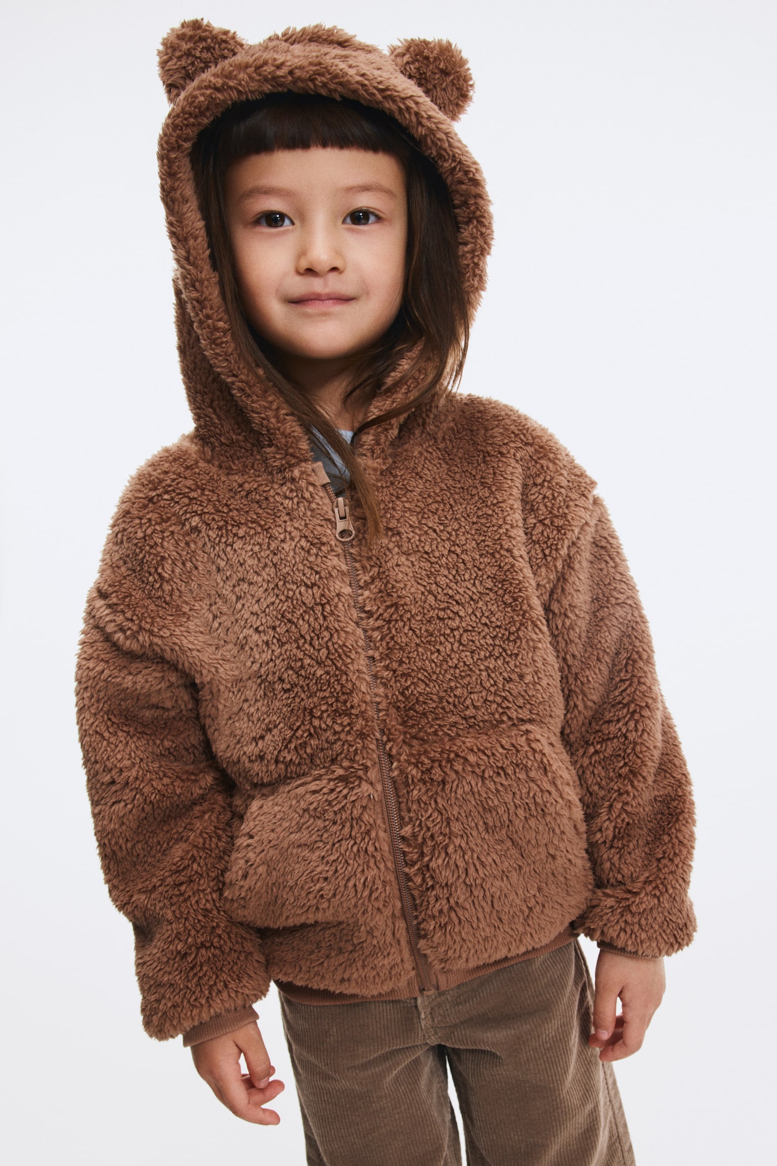 Детская куртка H&M Hooded Teddy Fleece, цвет: Коричневый — фото 4
