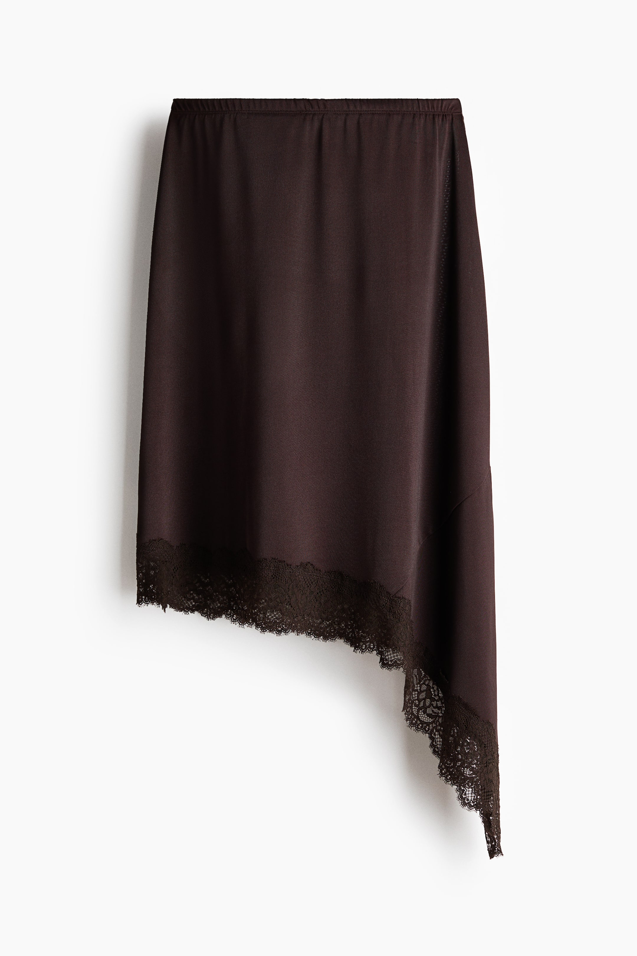 View larger image: Asymmetric Lace-Trimmed Skirt - Dark brown - Ladies | H&M US 4