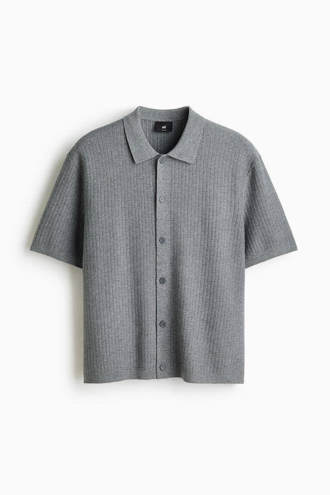 Regular-Fit Textured-Knit Shirt - Gray/White - 1