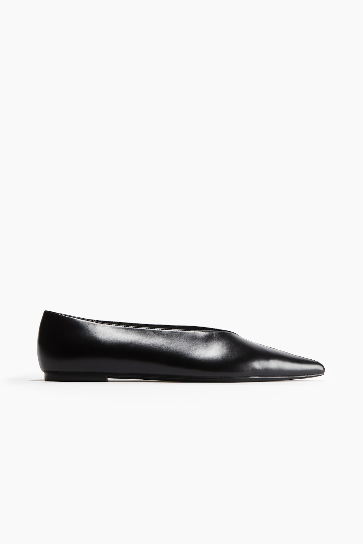 Pointed Leather Flats Black Ladies H M PH pointed-leather-flats-black-ladies-h-m-ph