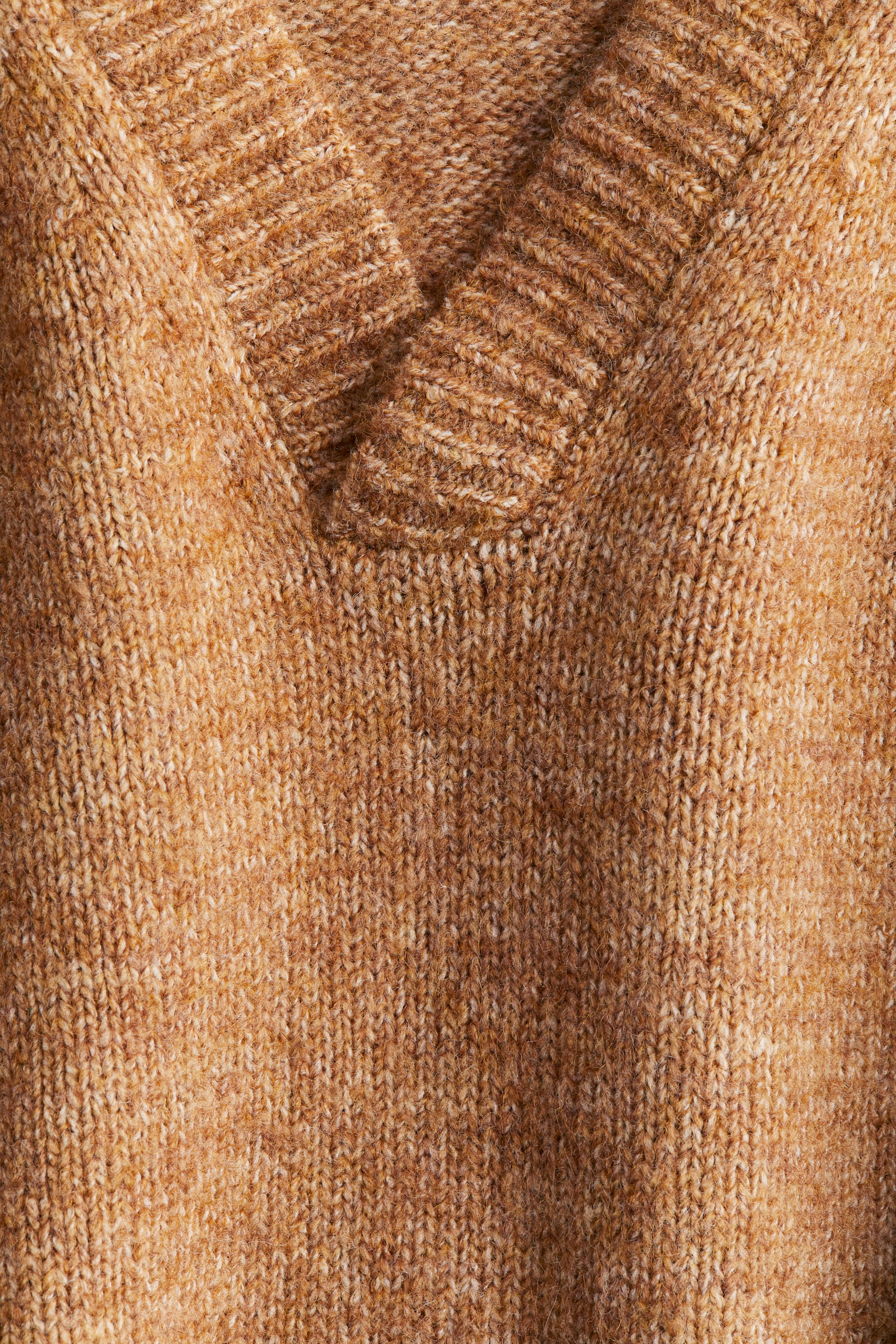 Collared fine-knit jumper - Brown marl/Cream/Grey marl - 4