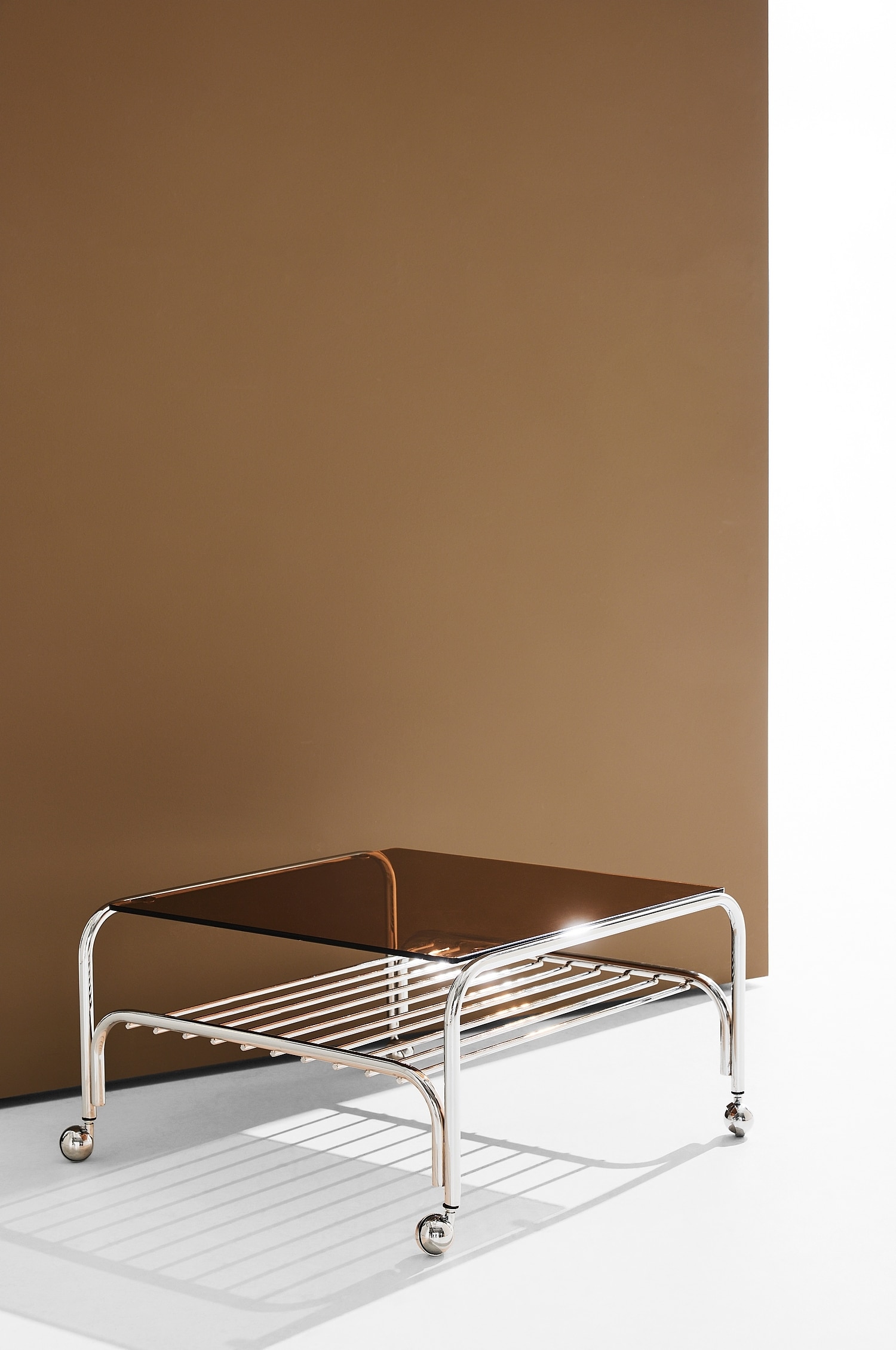 Cleo Coffee Table - Brown/stainless/Transparent/stainless