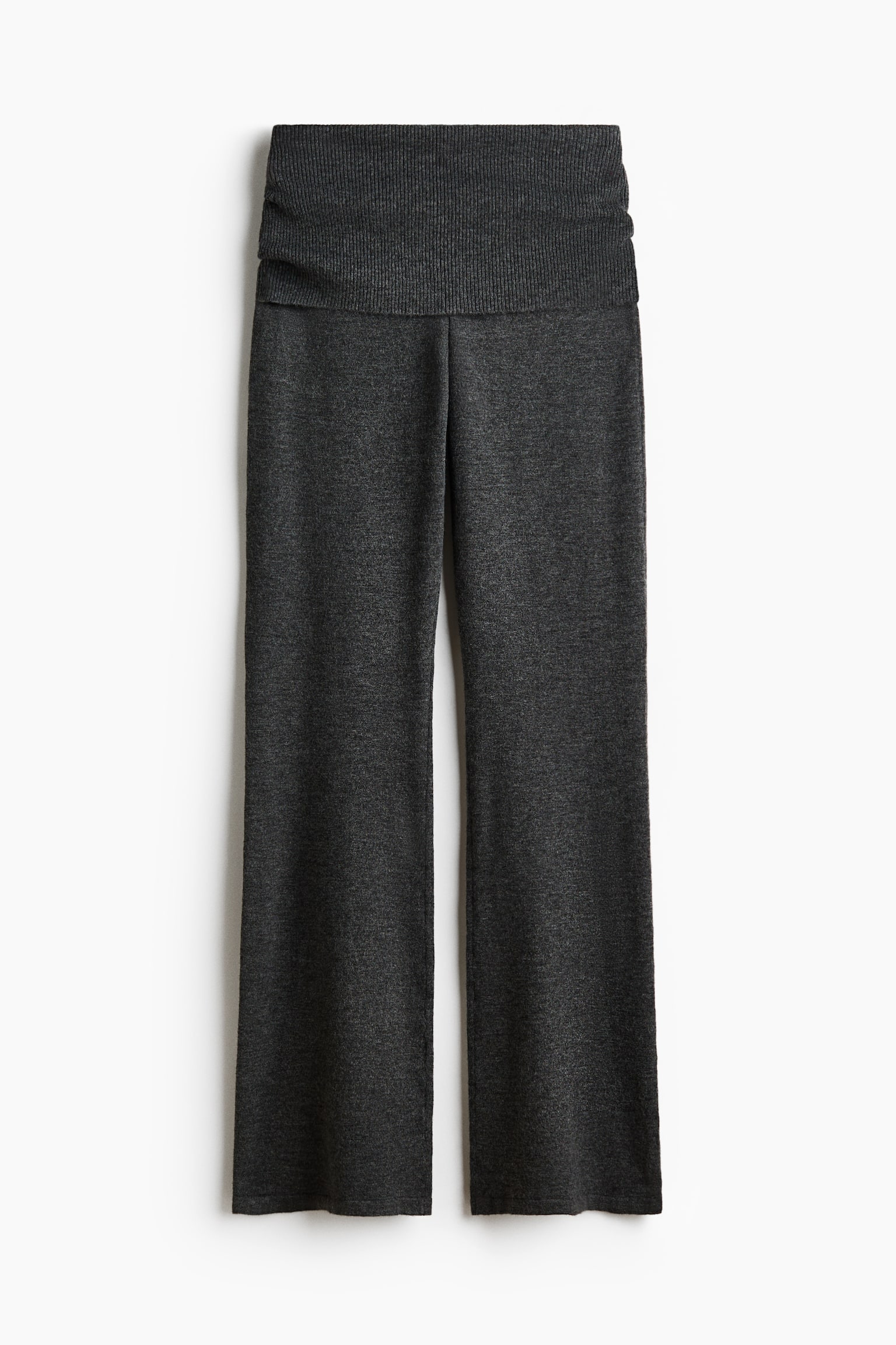 Pantalon en maille avec ceinture repliée - Gris foncé chiné/Taupe/Crème - 1