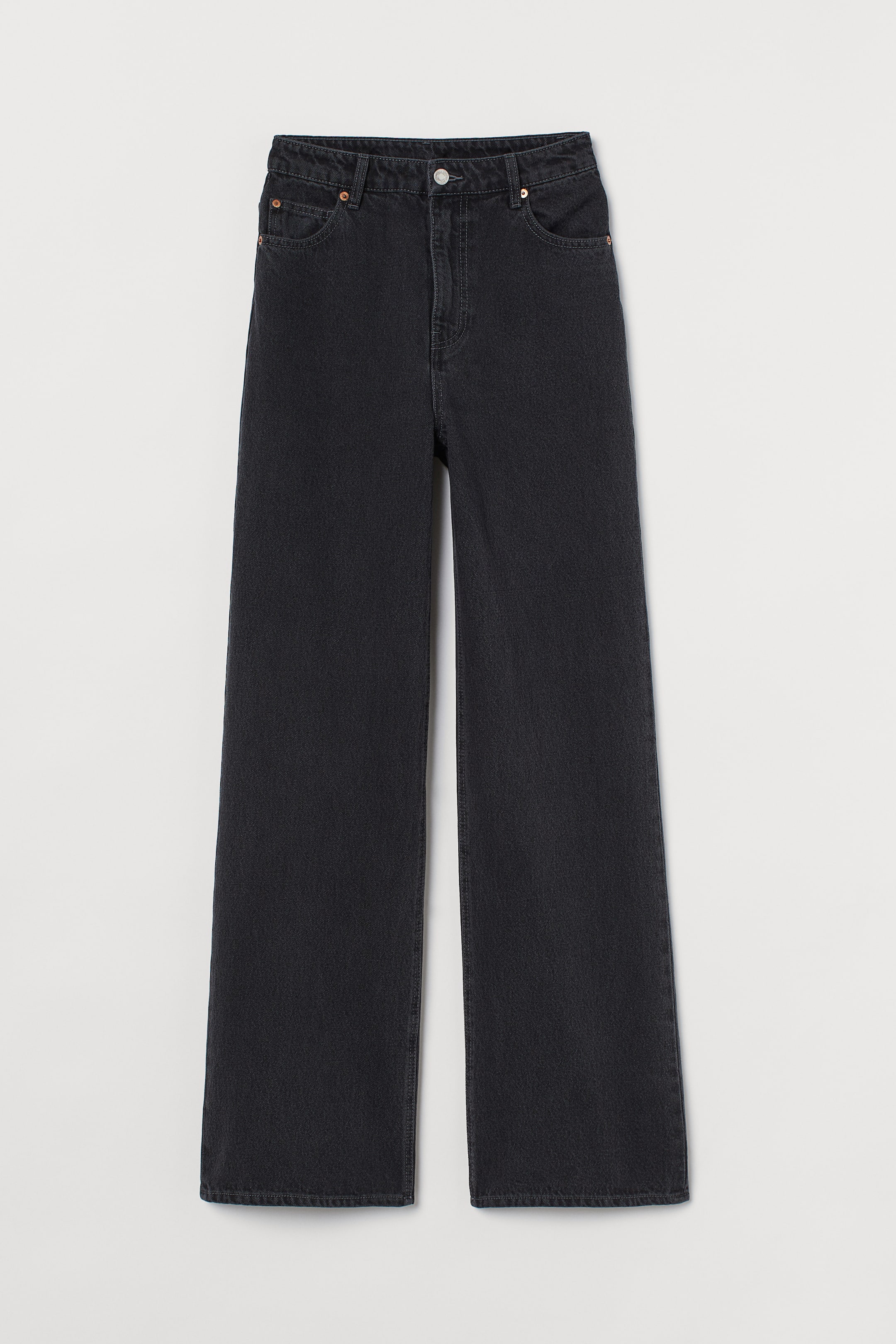 Wide High Jeans - High waist - Long - Black - Ladies | H&M GB