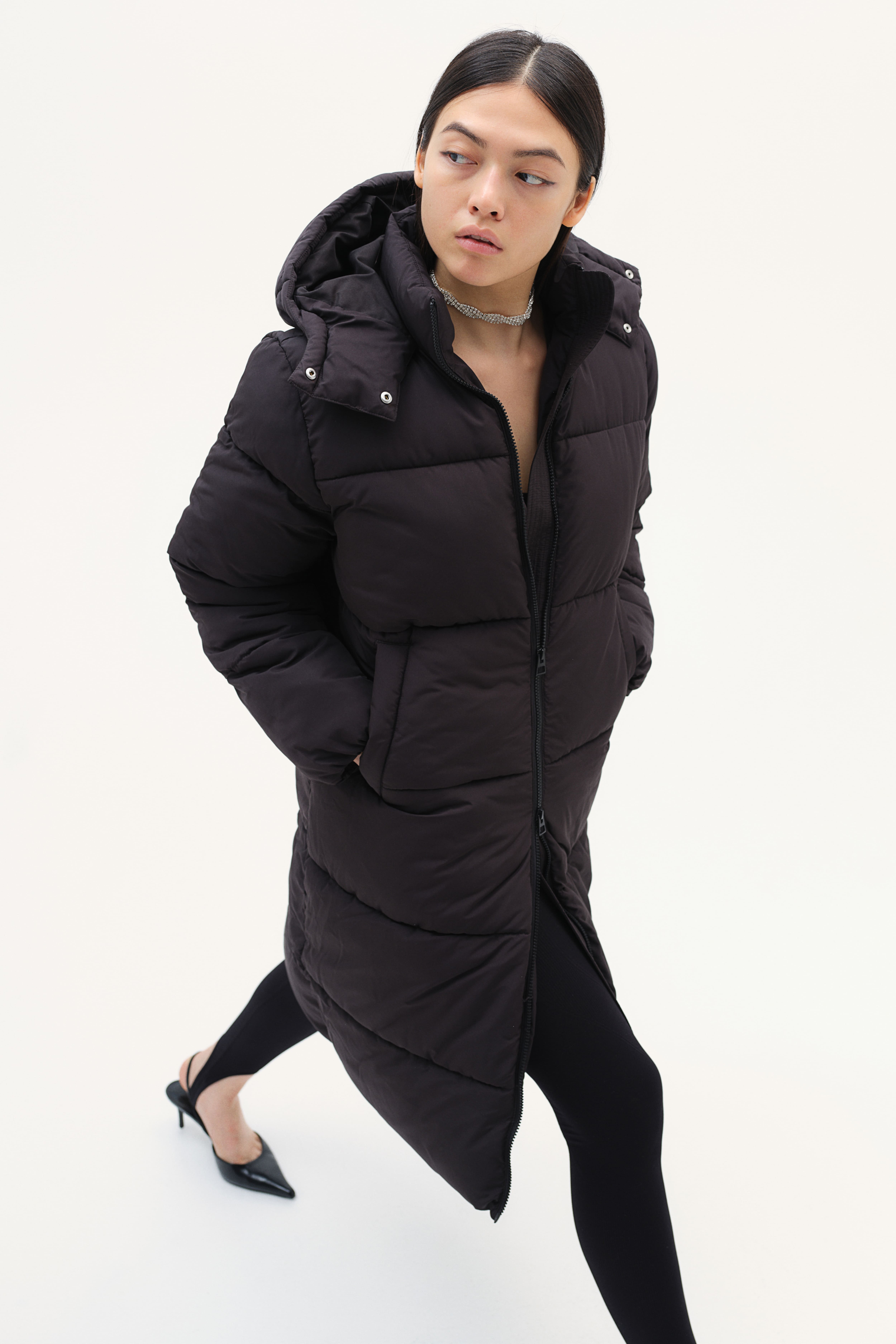 Long Puffer Jacket Black Ladies H M US