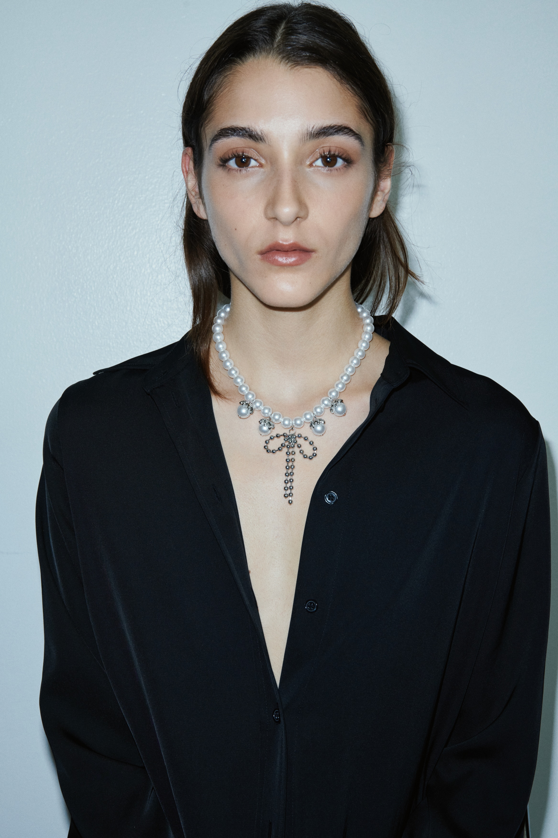 H & M - ビーズペンダントネックレス - シルバー