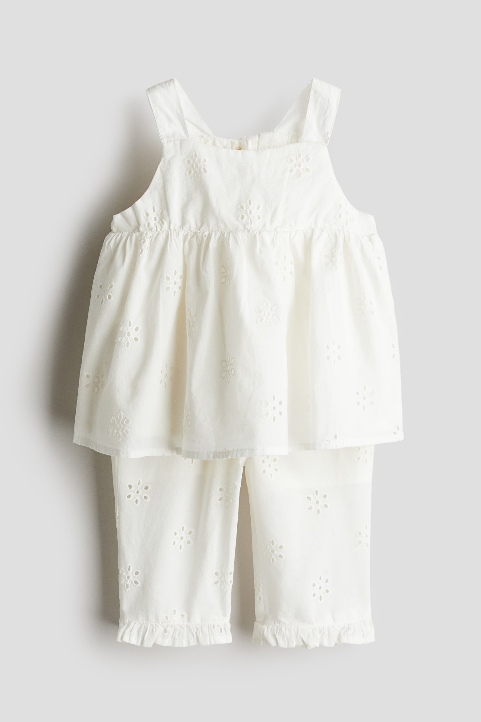 2-piece Broderie Anglaise Cotton Set - White - 1