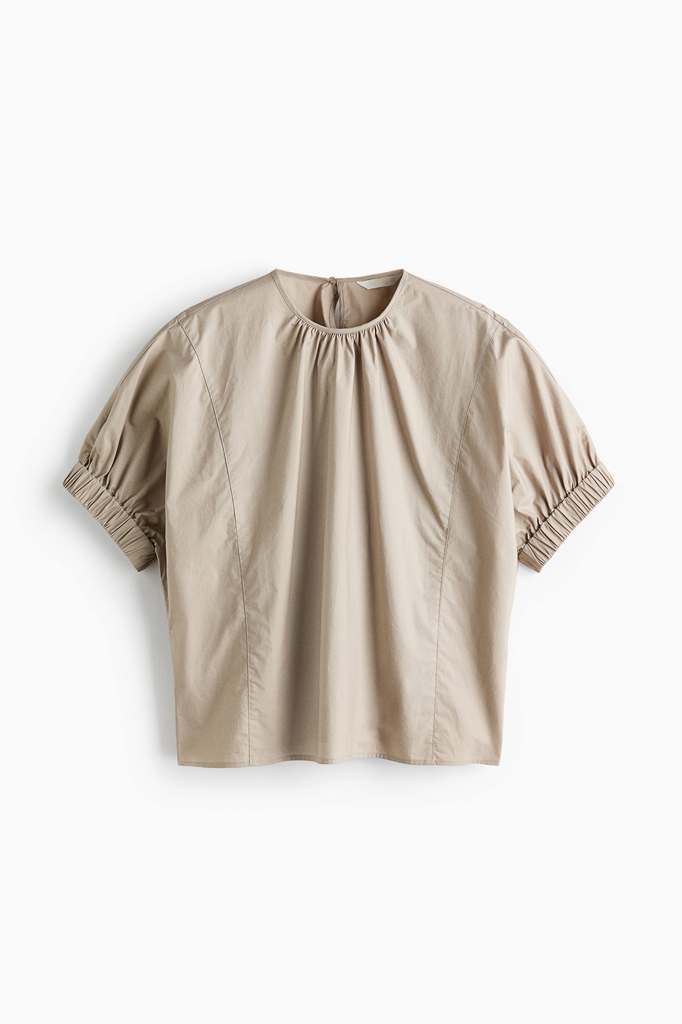 Batwing-sleeved cotton top - Light dusty beige/Cream