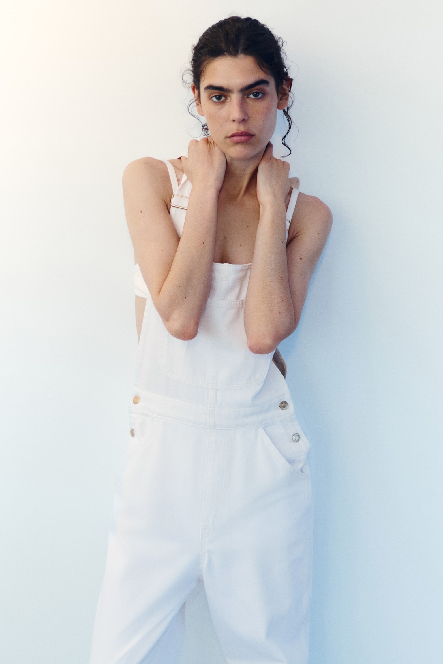 Cotton denim dungarees - White/Light denim blue - 5