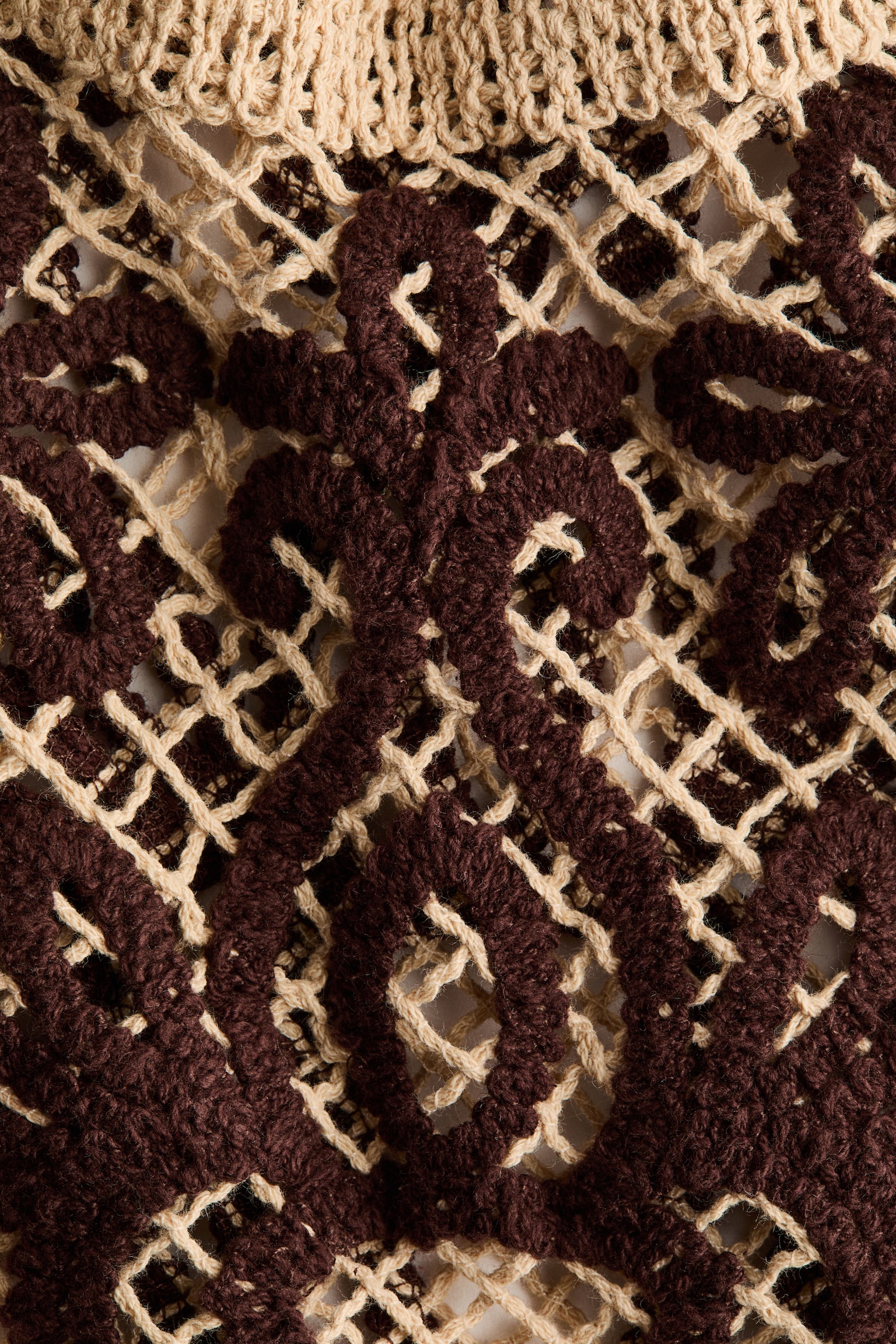 Embroidered beach top - Beige/Dark brown - 4