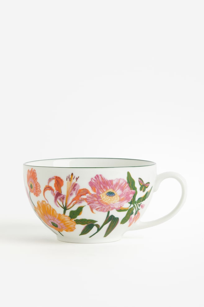 Porcelain cup - White/Floral/White/Take Your Time/Light green/Leaves/Blue/Floral - 1